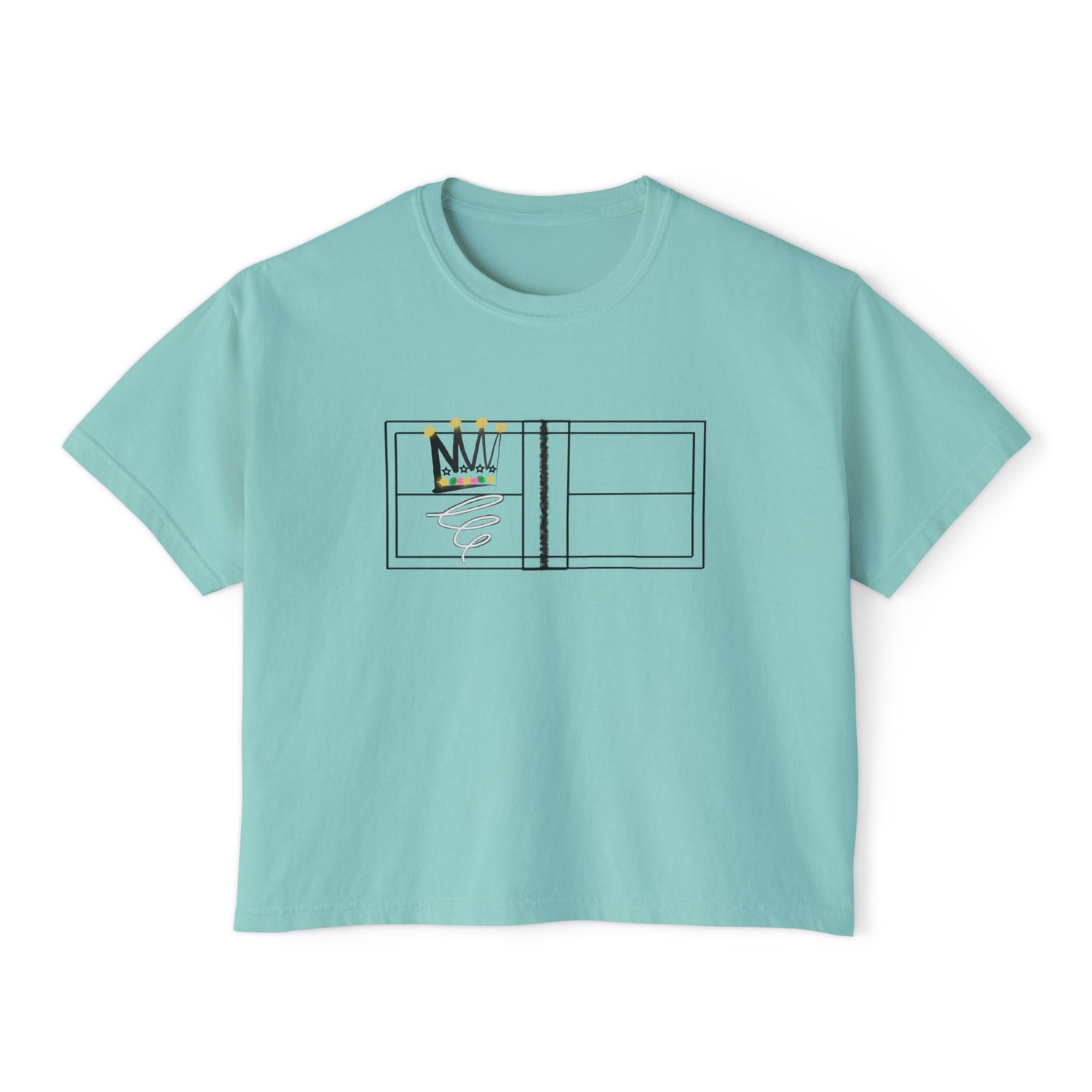 Pickleball Queen Boxy Tee - Pickleball Queen of the Court Design - Women's Cropped Tee
