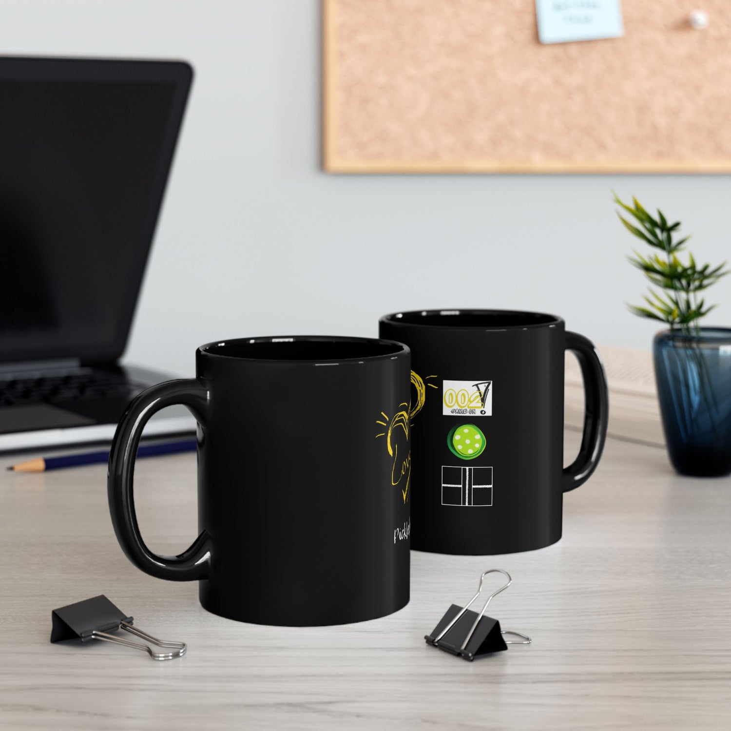 Love Pickleball Black Coffee Mug - 11oz