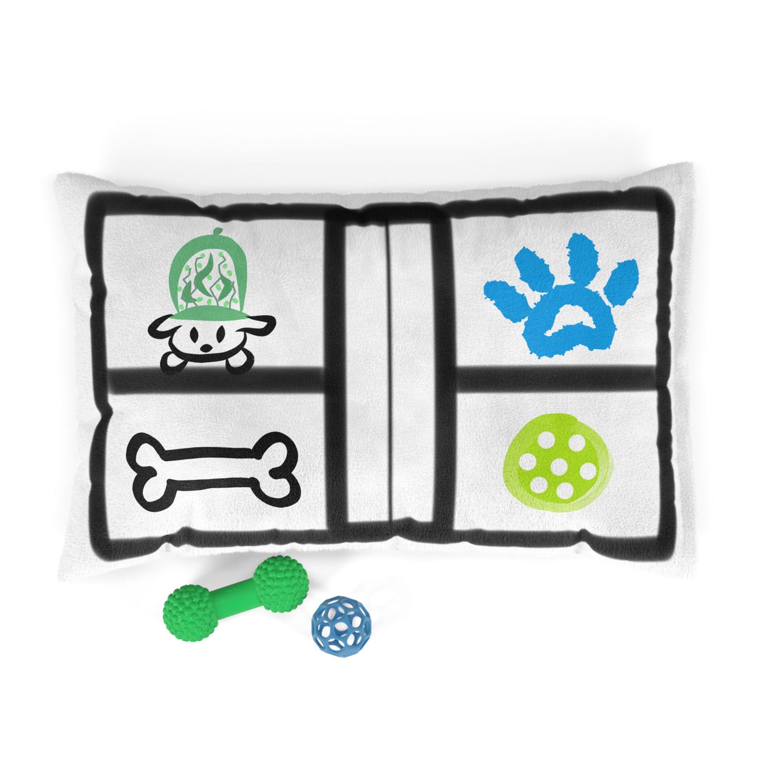 Pet Bed - Pickle Dog Design with Dog Paw and Bone - Unique Enthusiast Gift