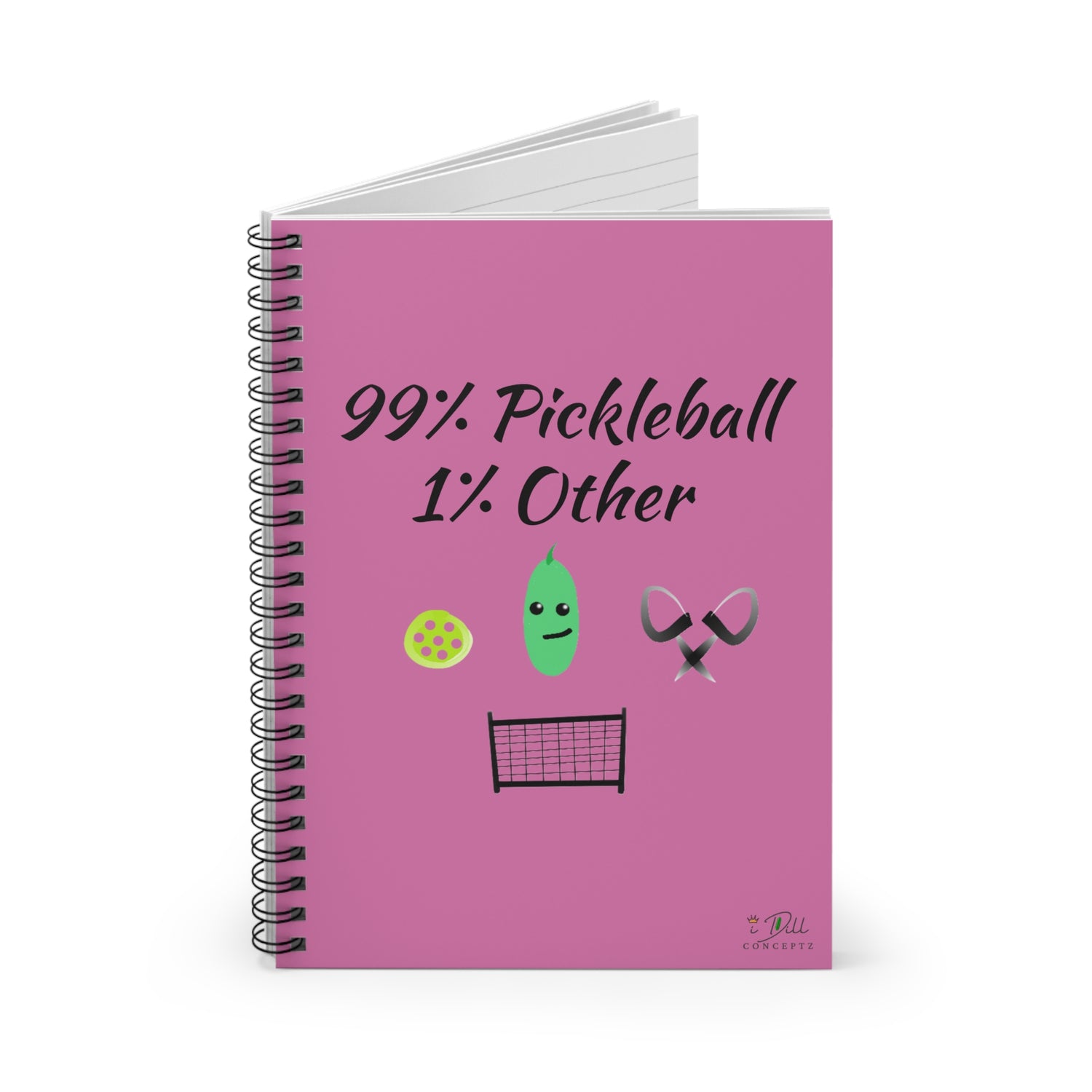 Pickleball Notebook - Ruled Line - '99% Pickleball 1% Other' Design