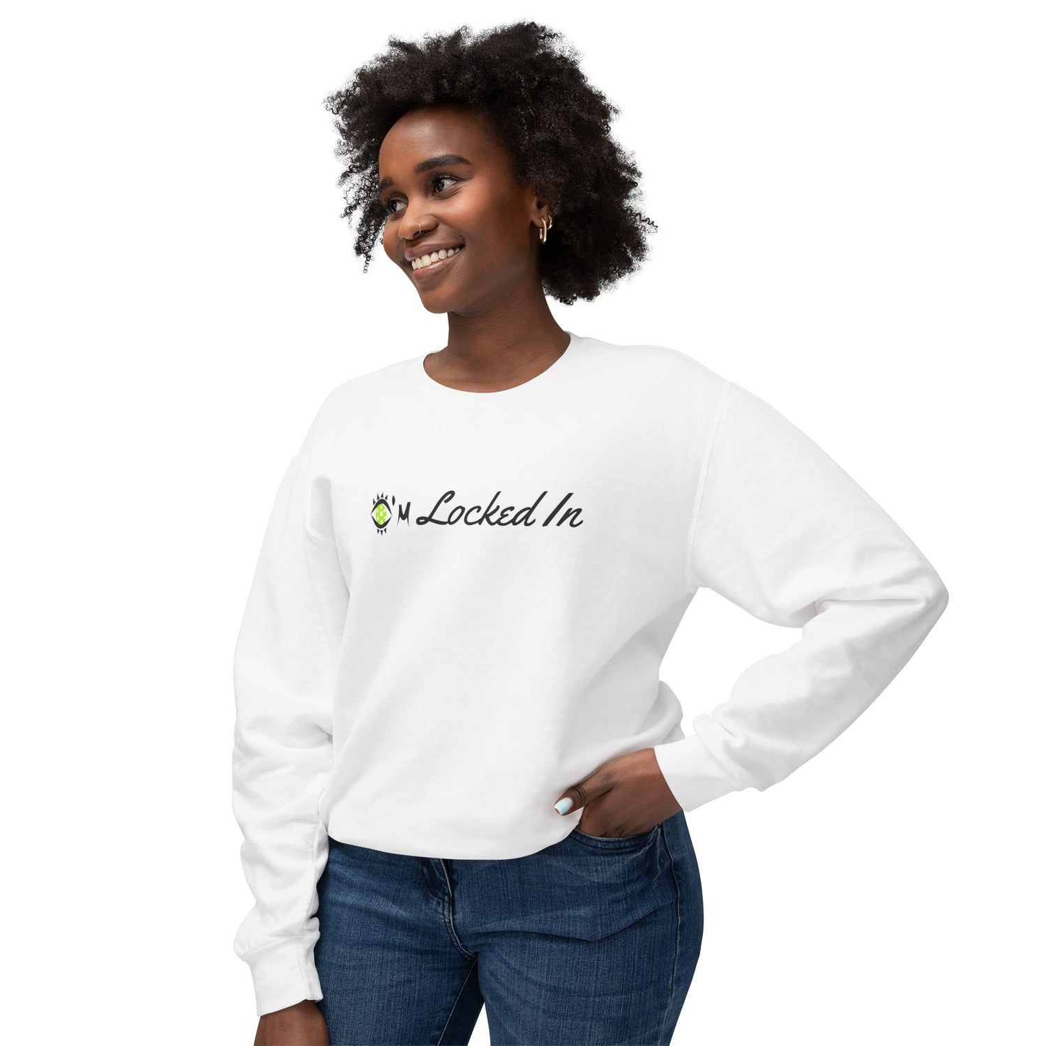 Women's Pickleball Lightweight Crewneck Sweatshirt - I'm Locked In - Athleisure Apparel
