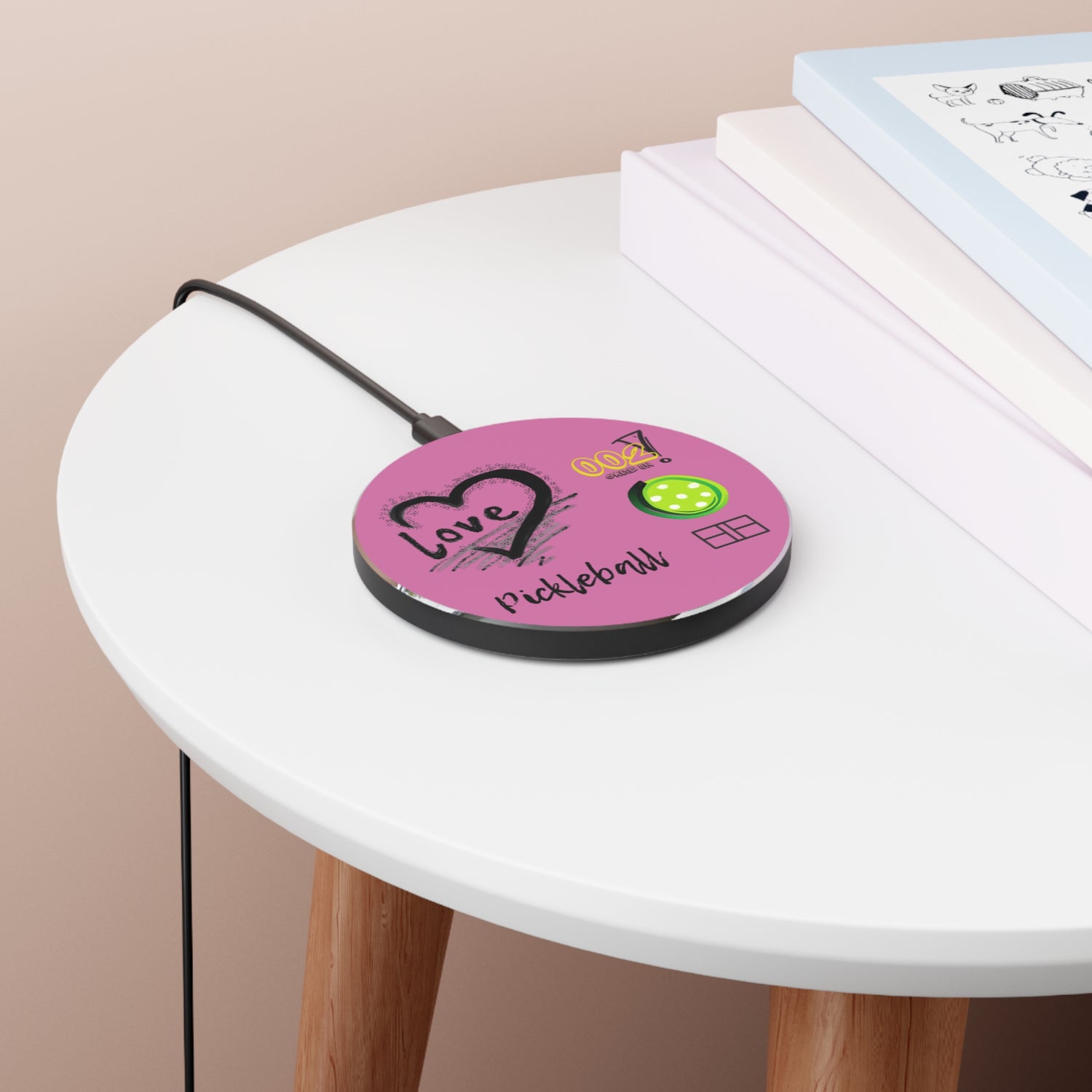 Wireless Charger - LOVE Pickleball Design for Pickleball Enthusiasts | Tech Accessory