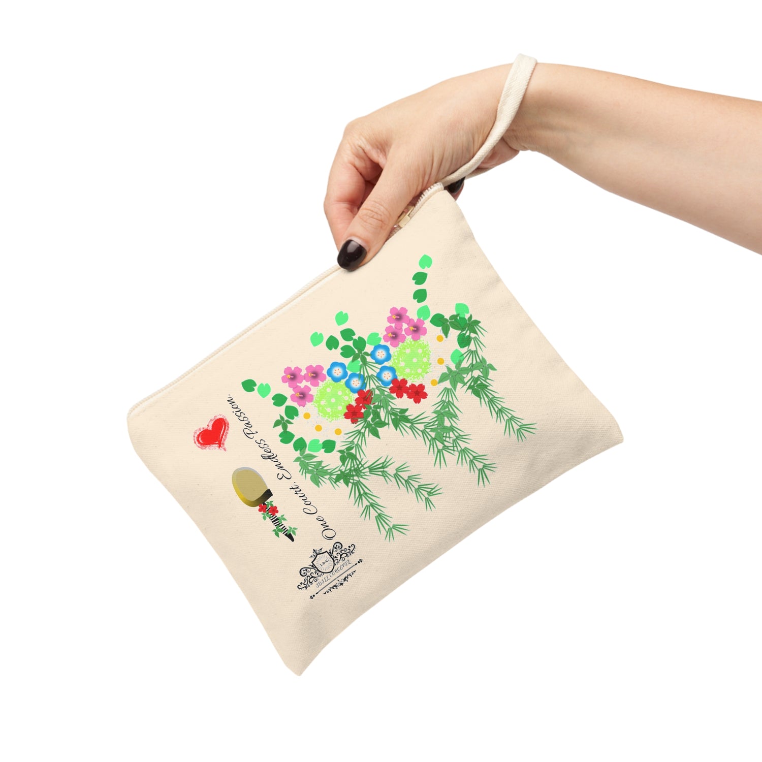 Pickleball Accessory Zipper Pouch - Pickleball Flower Garden Design