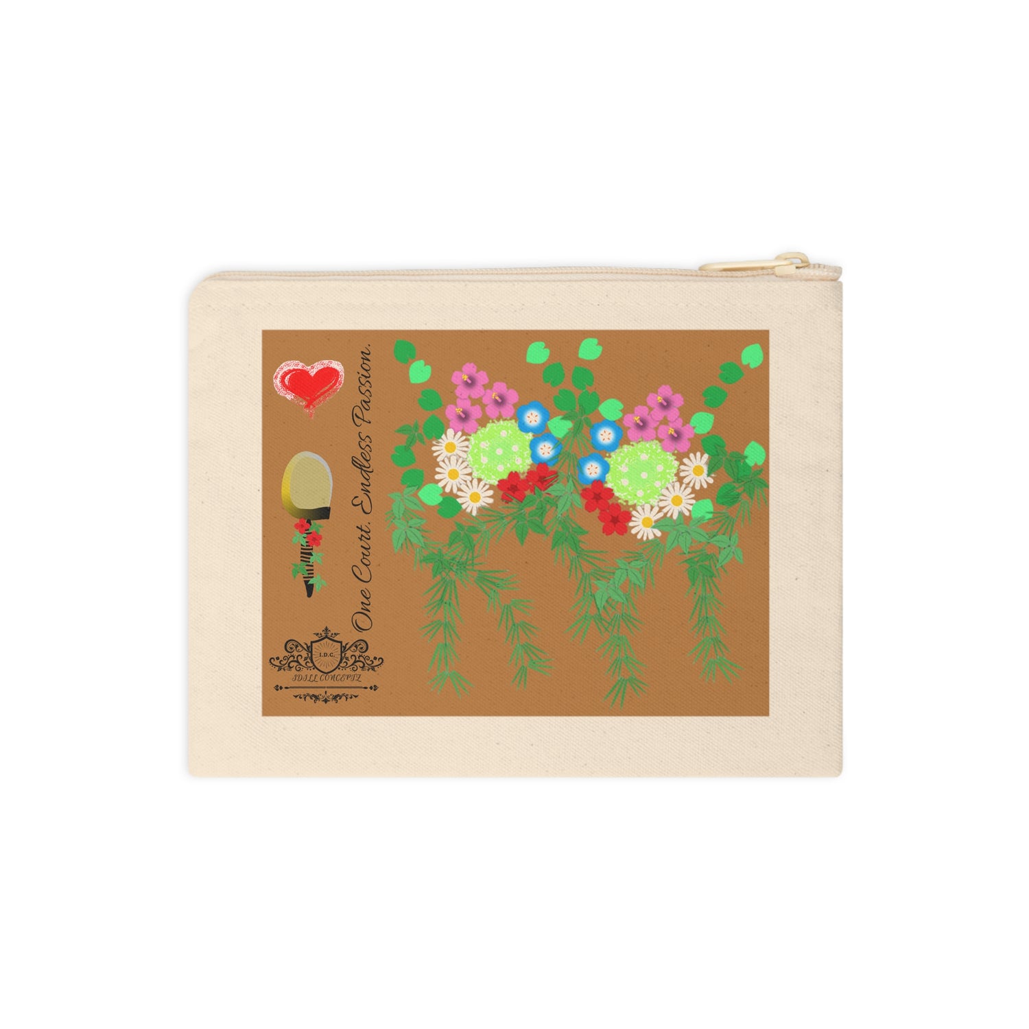Pickleball Accessory Zipper Pouch - Pickleball Flower Garden Design