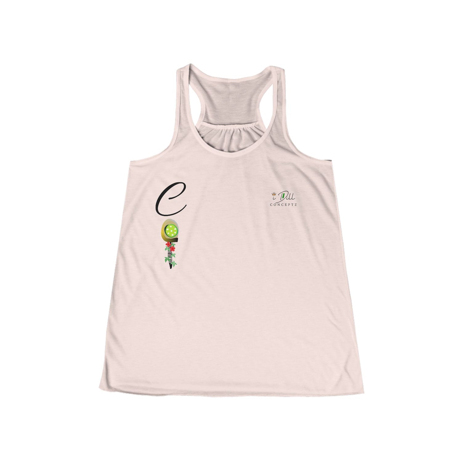 Personalized "C" Initial Pickleball Women's Top Apparel - Monogrammed Flowy Tank Top for Women - Personalized Initial Pickleball Gift
