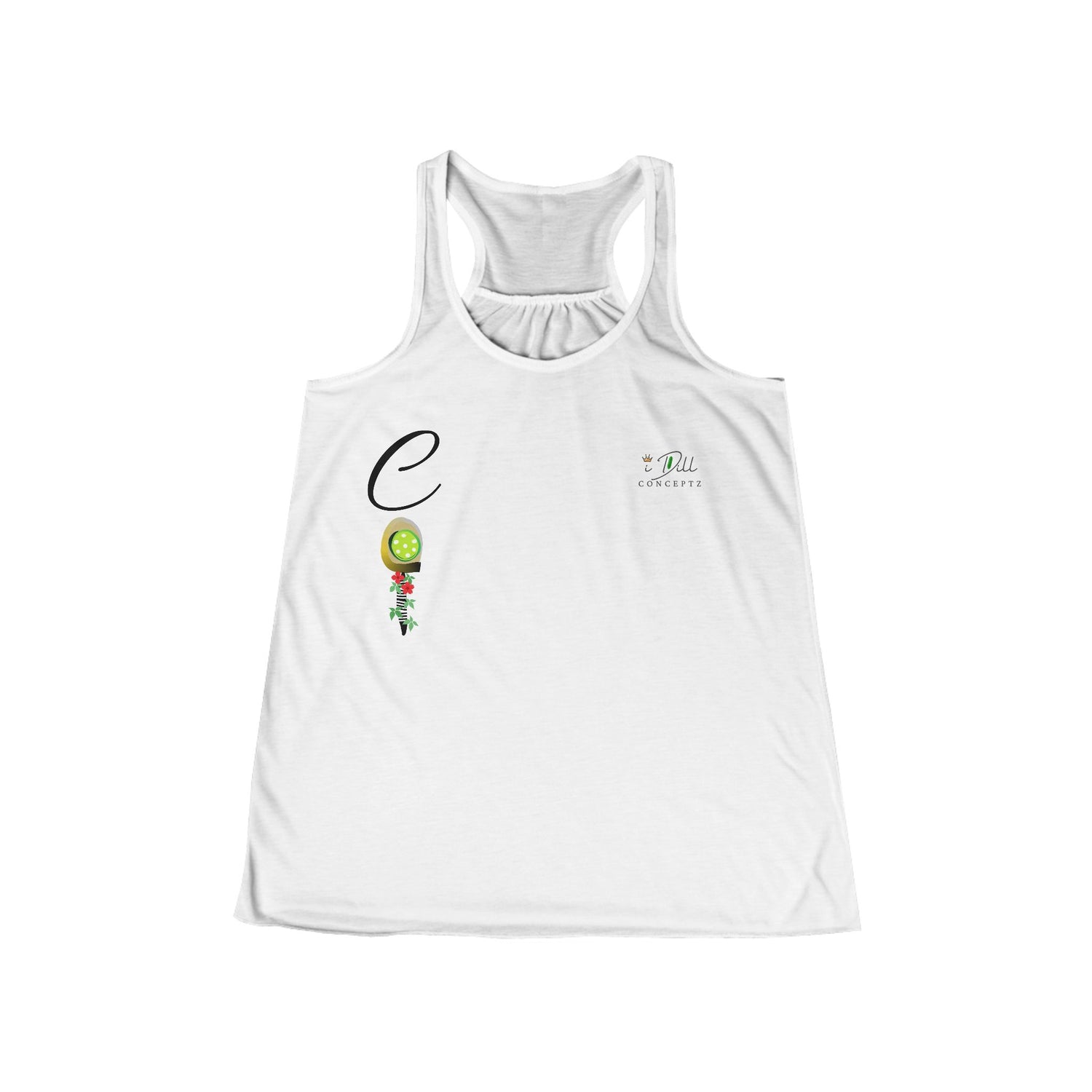 Personalized "C" Initial Pickleball Women's Top Apparel - Monogrammed Flowy Tank Top for Women - Personalized Initial Pickleball Gift