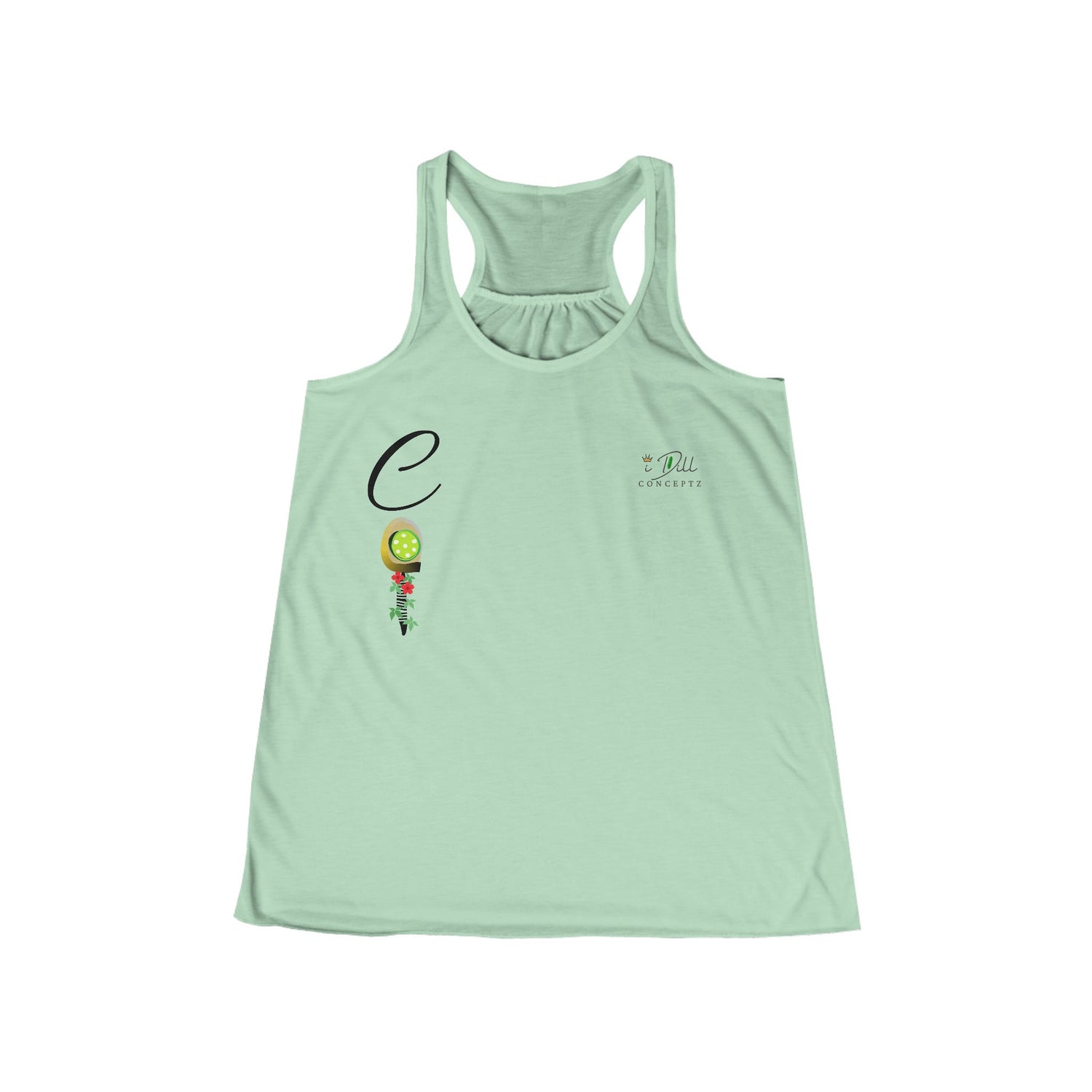 Personalized "C" Initial Pickleball Women's Top Apparel - Monogrammed Flowy Tank Top for Women - Personalized Initial Pickleball Gift