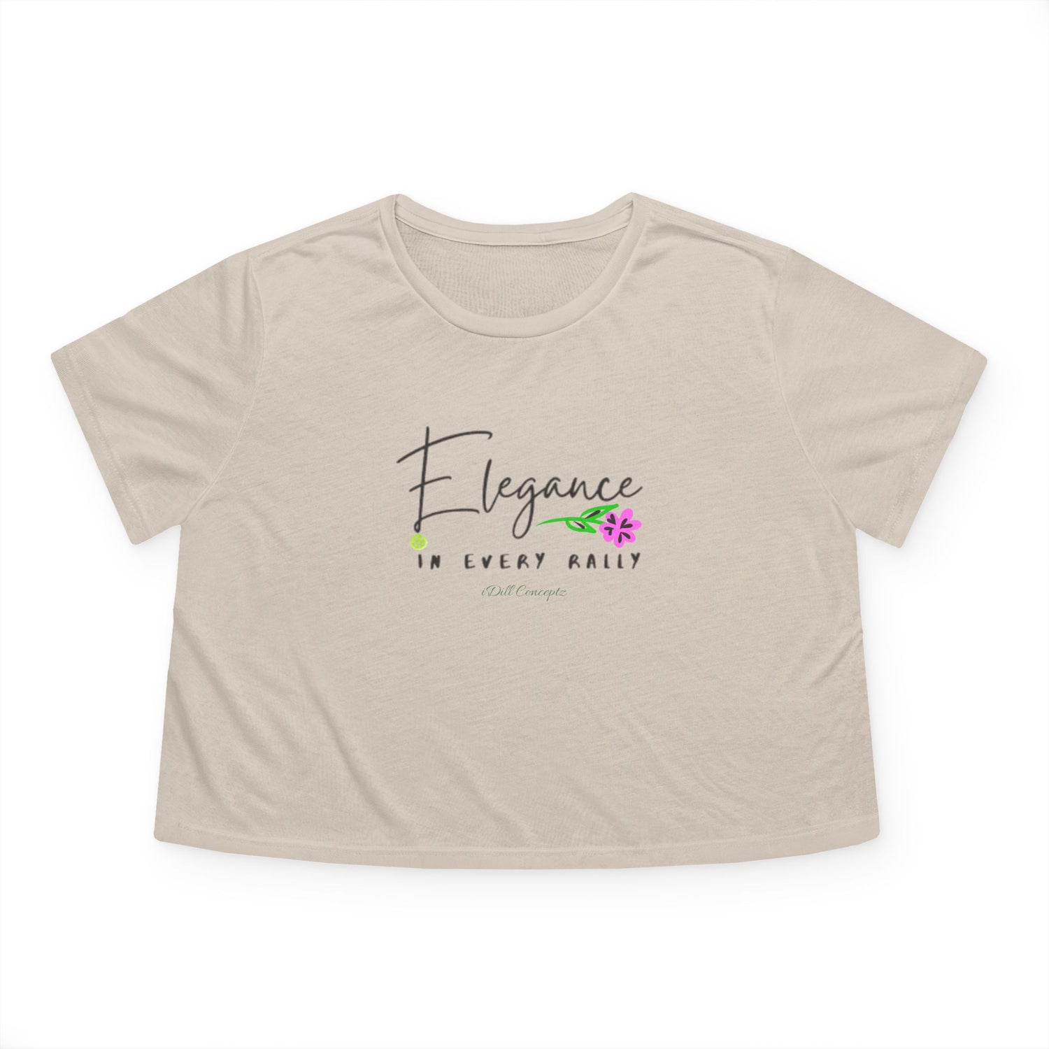 Women's Flowy Cropped Tee - Pickleball Elegance - In Every Rally Design