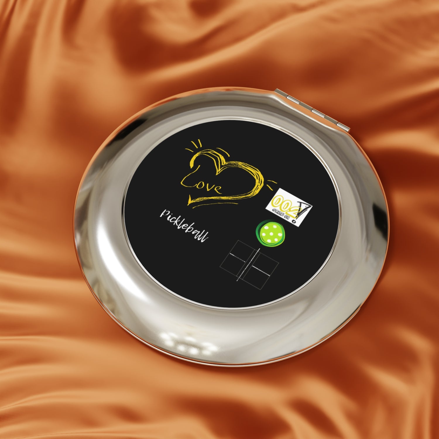 Compact Travel Mirror - LOVE Pickleball Design for Enthusiasts and Travelers