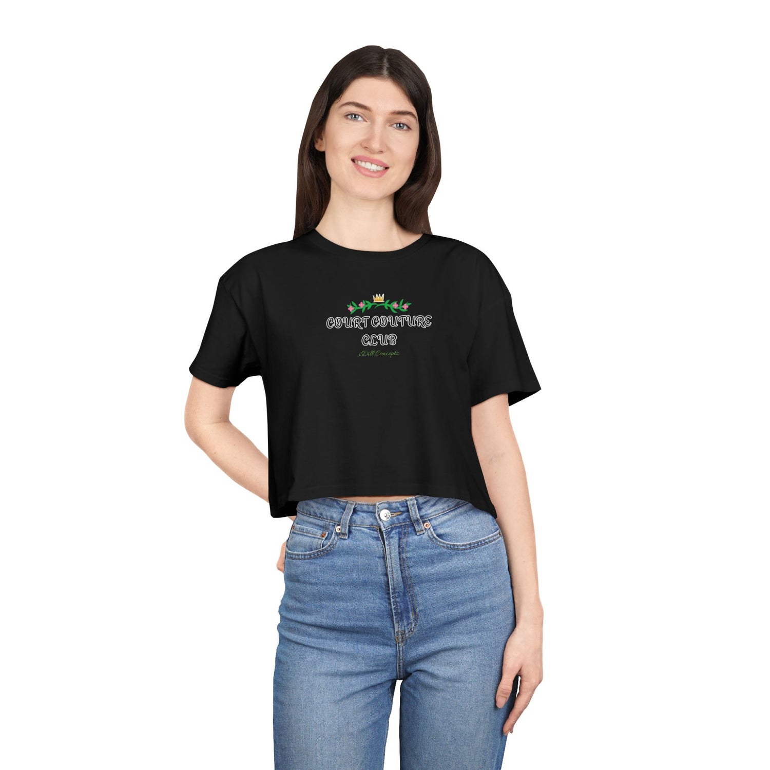 Women's Cropped Tee - Pickleball Court Couture Club Design