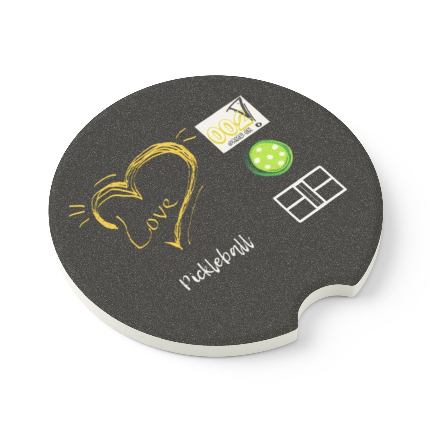 Car Coaster - LOVE Pickleball Design - Gift for Pickleball Player