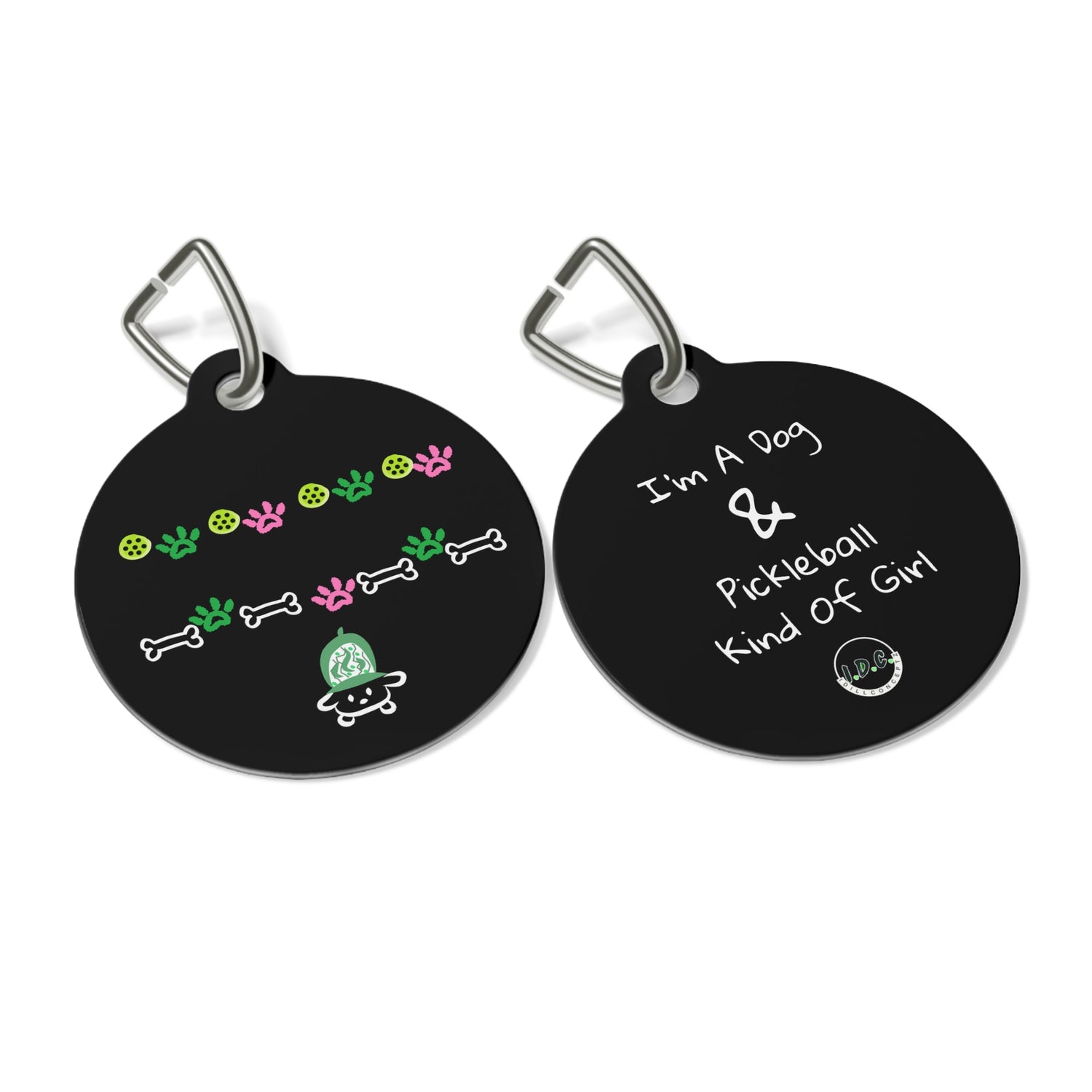 Pet Tag - Pickleball Dog Tag, Dog Paws and Bones Design - Unique Pet Accessory Gift