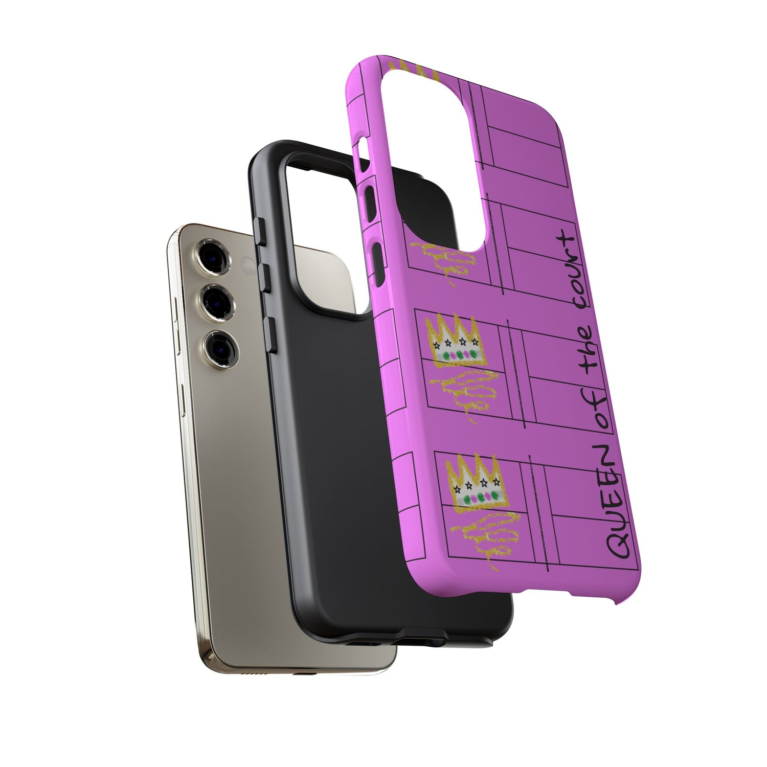 Pickleball Queen of the Court Pink Tough Android Samsung Phone Case - Fun & Durable Sport Accessory