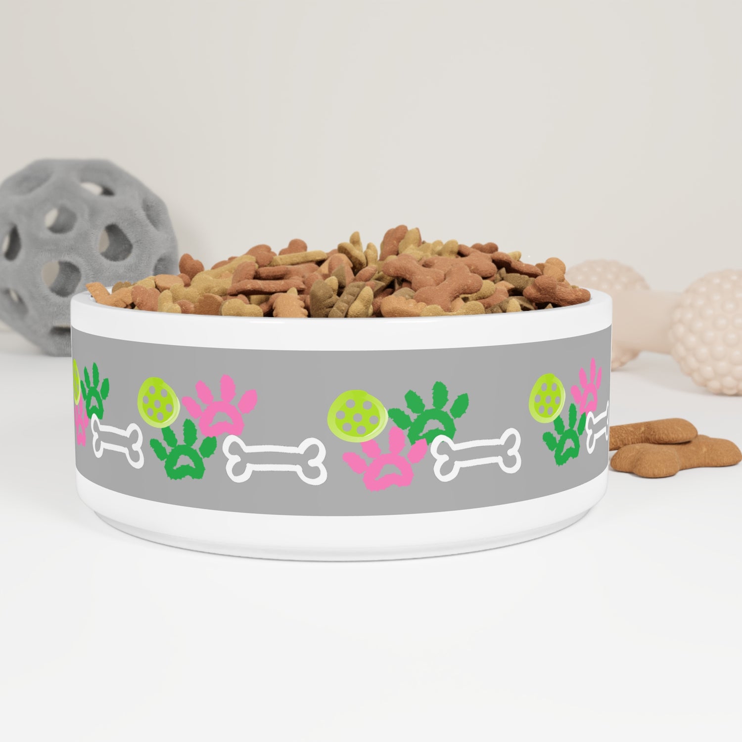 Pet Bowl - Pickleball and Dog Paw Design - Unique Pet Gift