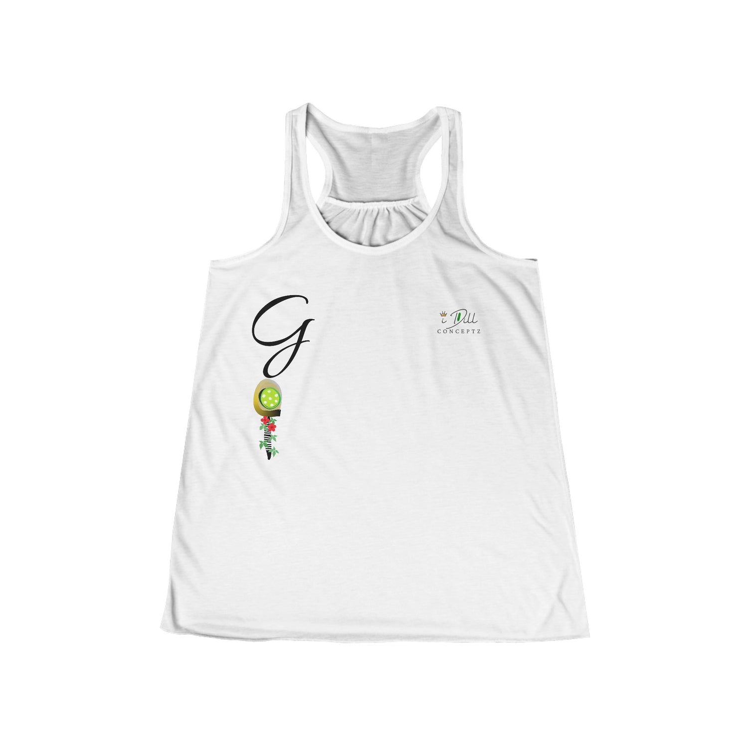 Personalized "G" Initial Pickleball Women's Top Apparel - Monogrammed Flowy Tank Top for Women - Personalized Initial Pickleball Gift