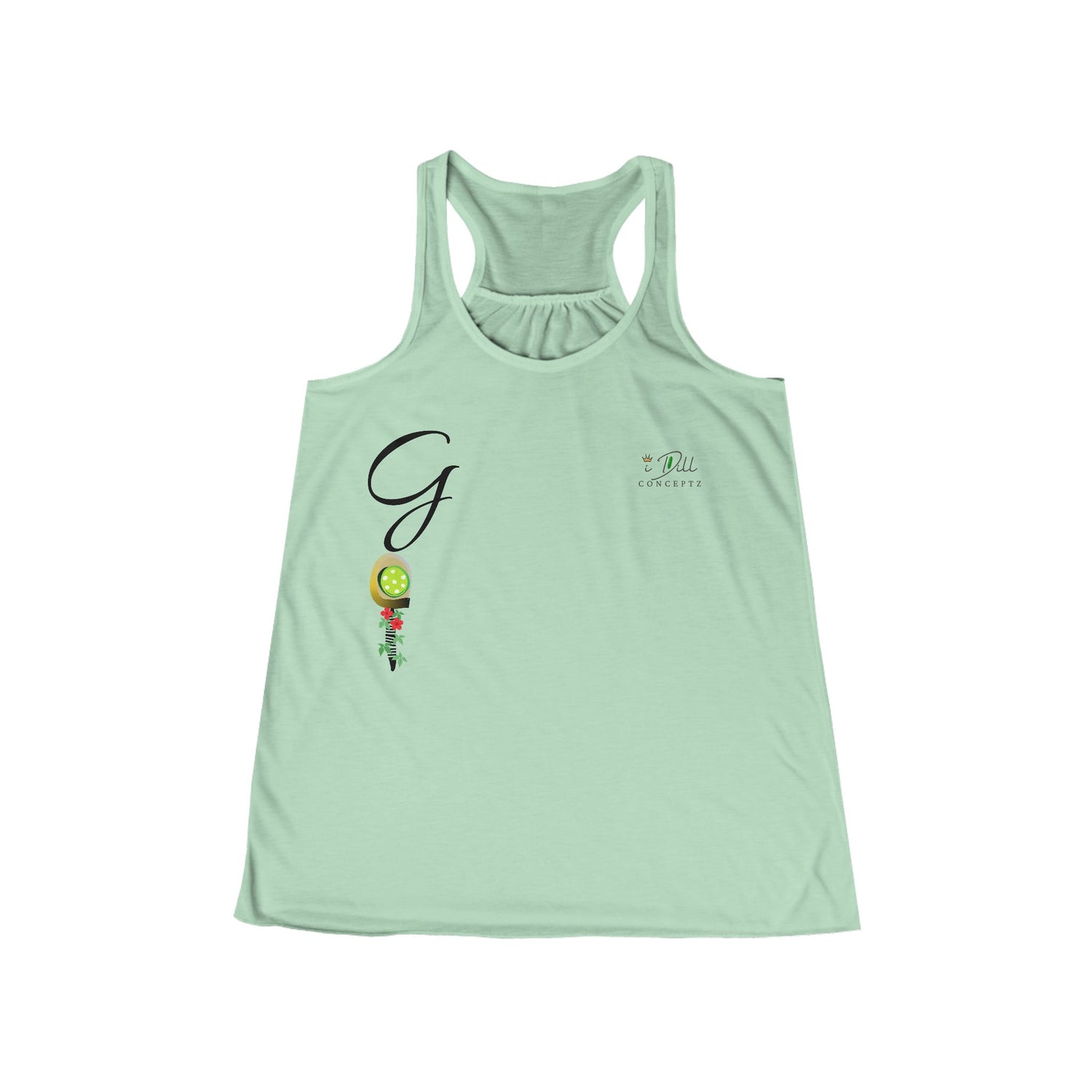 Personalized "G" Initial Pickleball Women's Top Apparel - Monogrammed Flowy Tank Top for Women - Personalized Initial Pickleball Gift