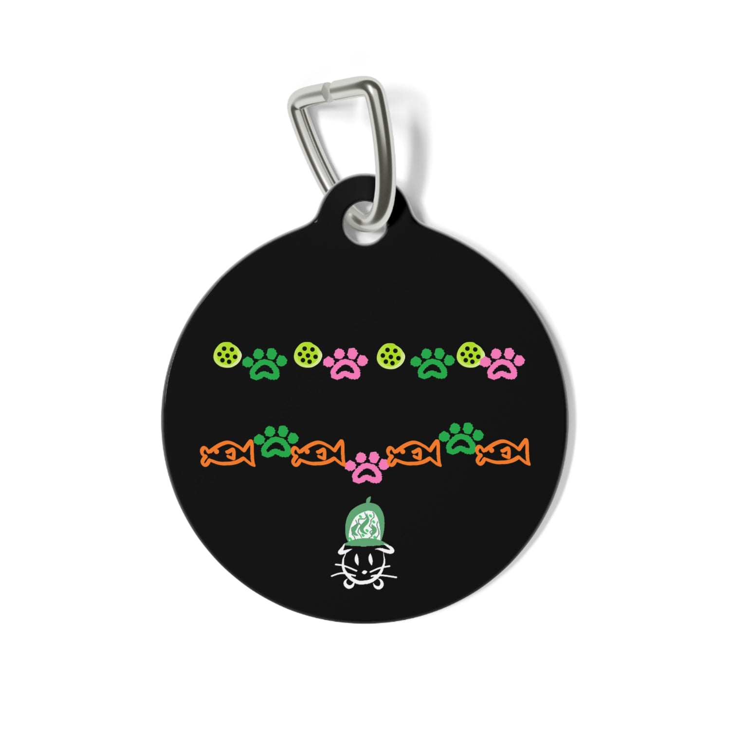 Pet Tag - Pickleball Cat Tag, Cat Paws and Fish Design - Unique Pet Accessory Gift