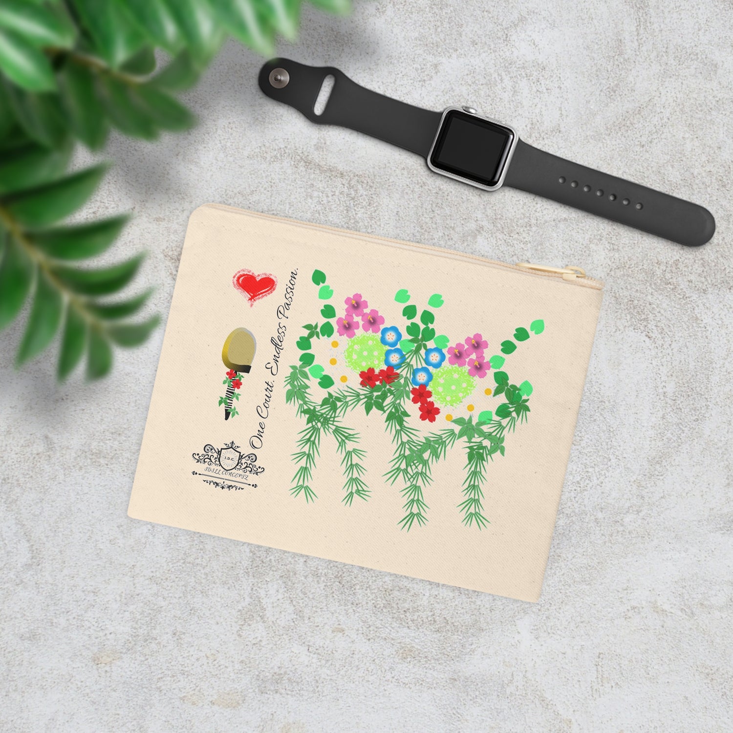 Pickleball Accessory Zipper Pouch - Pickleball Flower Garden Design