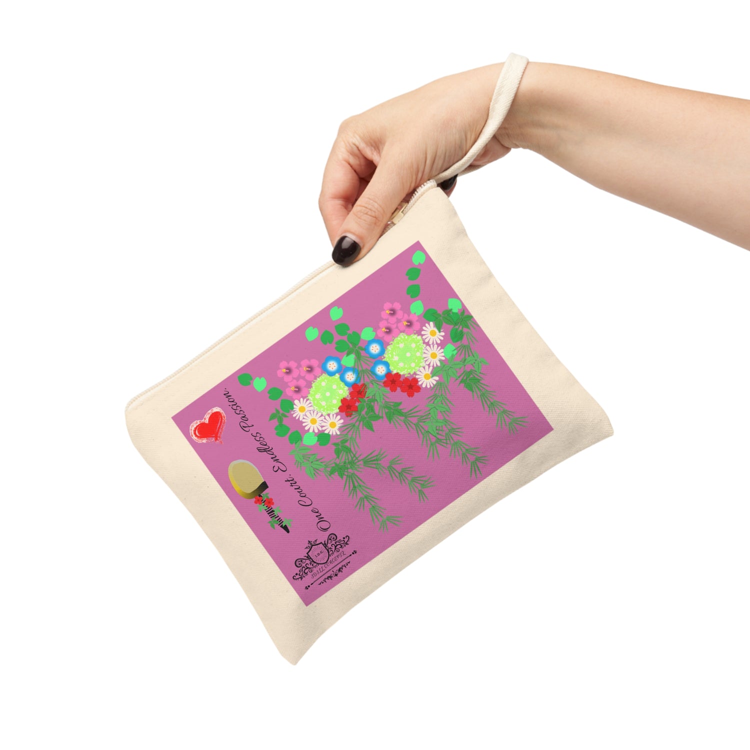Pickleball Accessory Zipper Pouch - Pickleball Flower Garden Design
