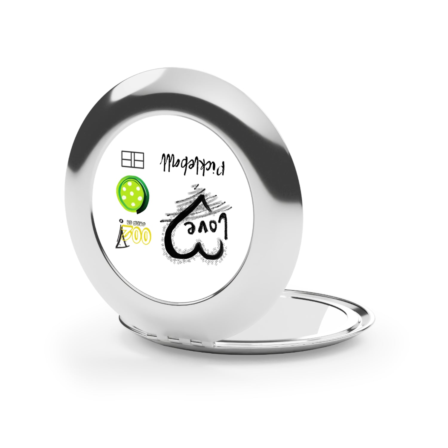 Compact Travel Mirror - LOVE Pickleball Design for Enthusiasts and Travelers