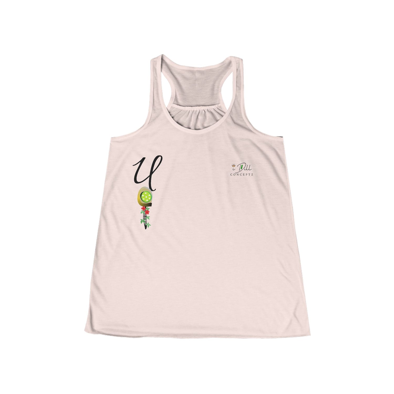 Personalized "U" Initial Pickleball Women's Top Apparel - Monogrammed Flowy Tank Top for Women - Personalized Initial Pickleball Gift