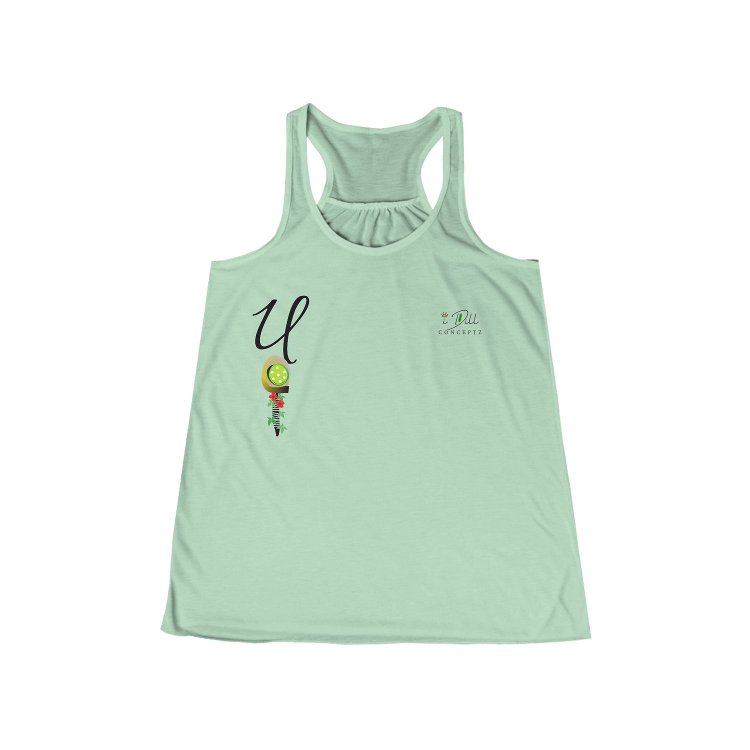 Personalized "U" Initial Pickleball Women's Top Apparel - Monogrammed Flowy Tank Top for Women - Personalized Initial Pickleball Gift