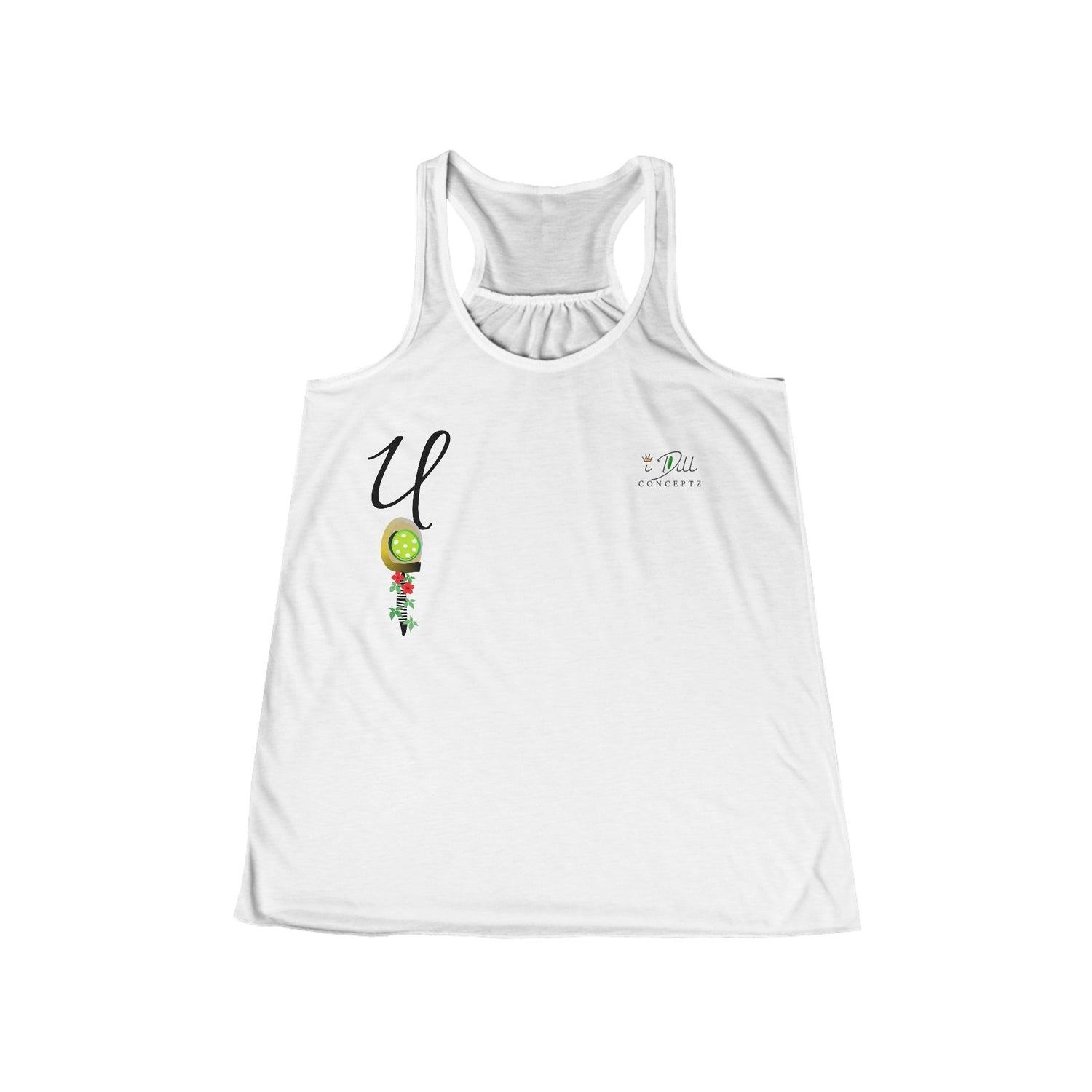 Personalized "U" Initial Pickleball Women's Top Apparel - Monogrammed Flowy Tank Top for Women - Personalized Initial Pickleball Gift