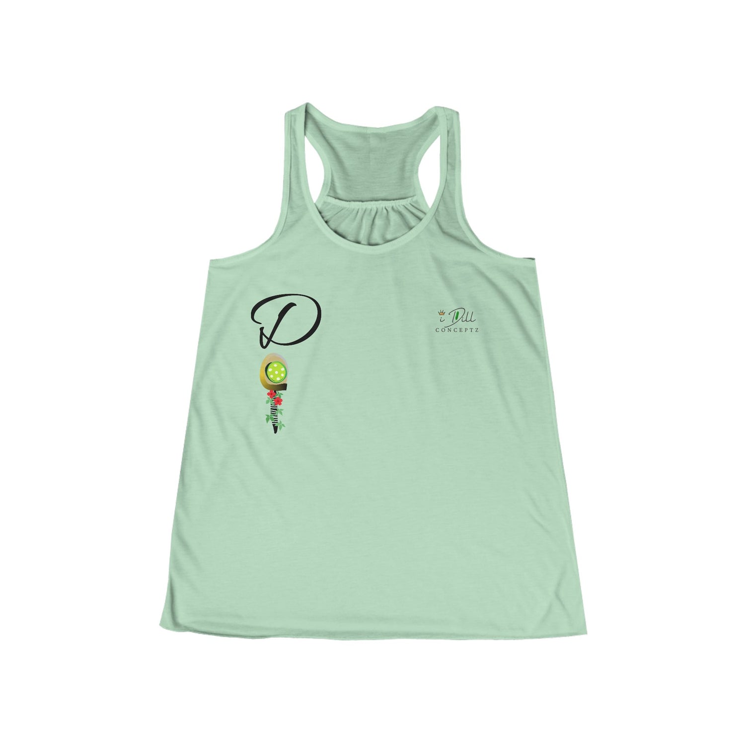 Personalized "D" Initial Pickleball Women's Top Apparel - Monogrammed Flowy Tank Top for Women - Personalized Initial Pickleball Gift
