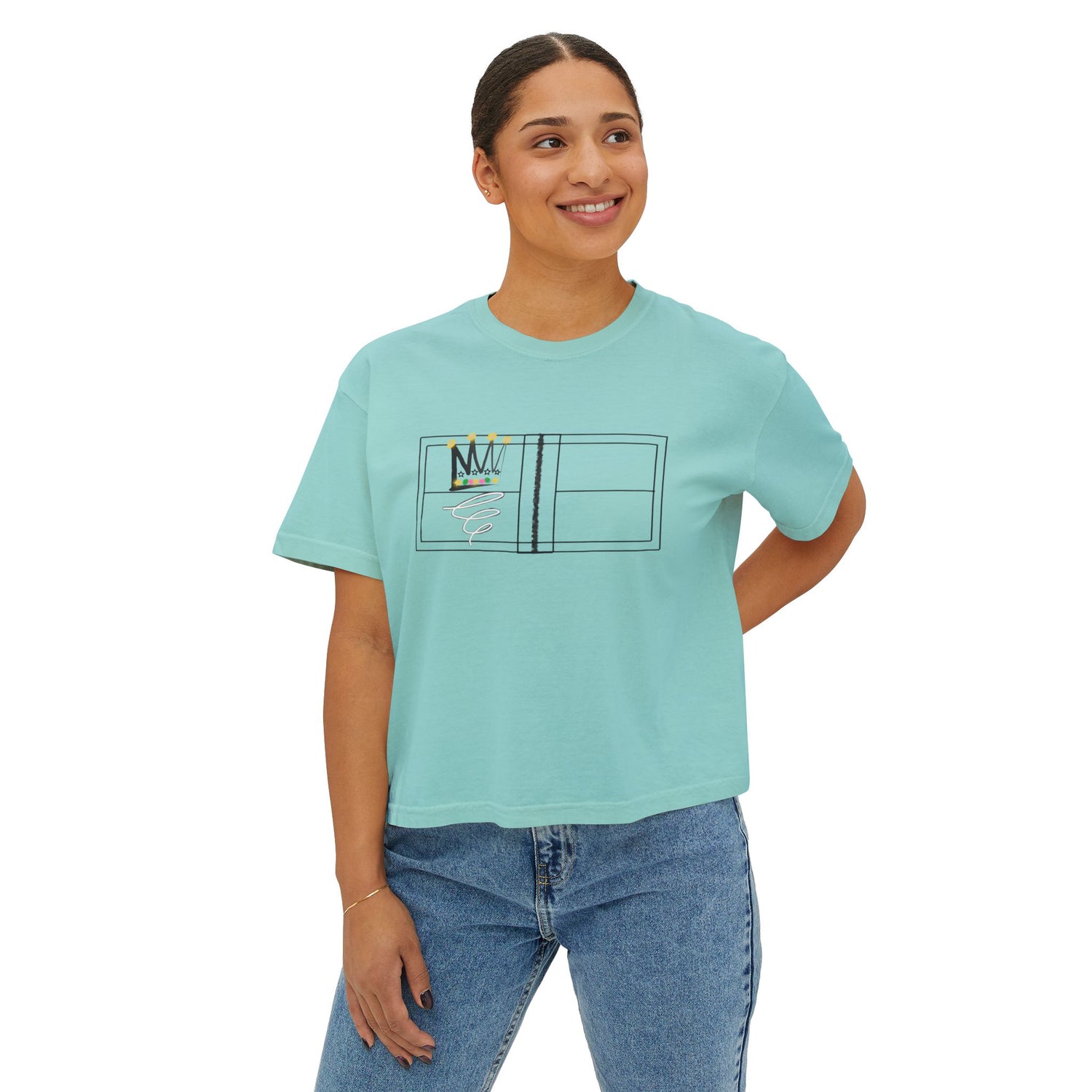 Pickleball Queen Boxy Tee - Pickleball Queen of the Court Design - Women's Cropped Tee