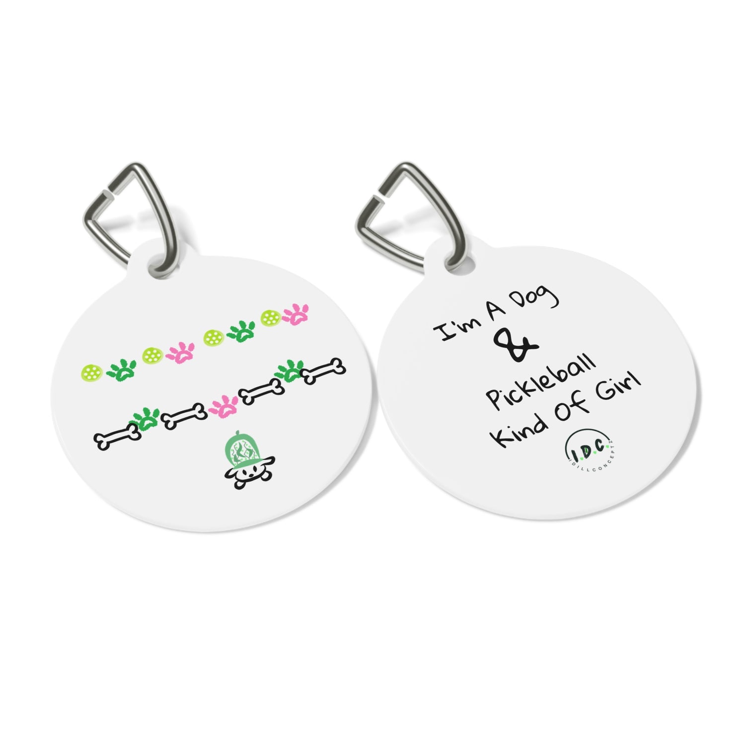 Pet Tag - Pickleball Dog Tag, Dog Paws and Bones Design - Unique Pet Accessory Gift
