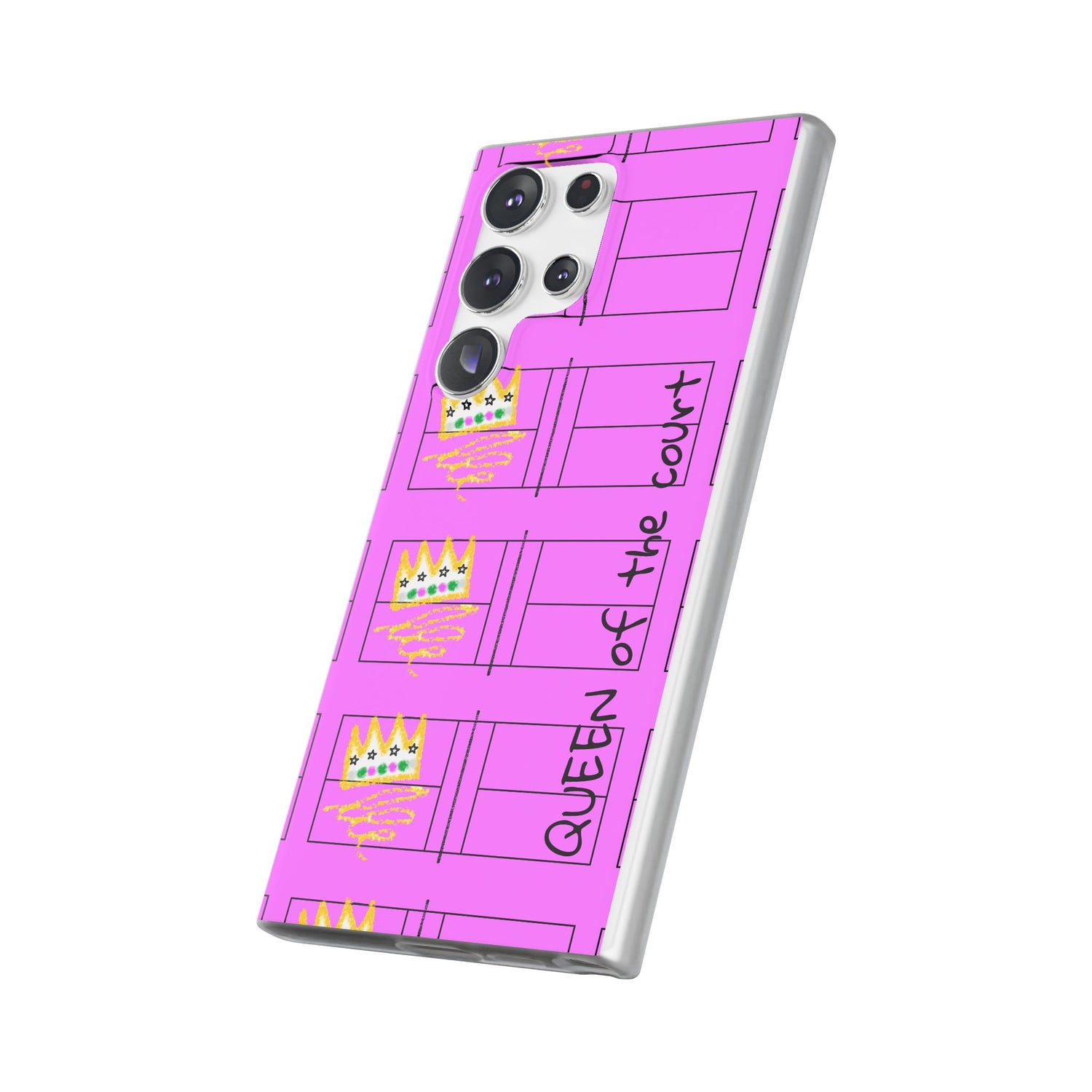 Pickleball Queen of the Court Pink Flexi Android Samsung Phone Case - Stylish Phone Protection for Fashion-Forward Individuals