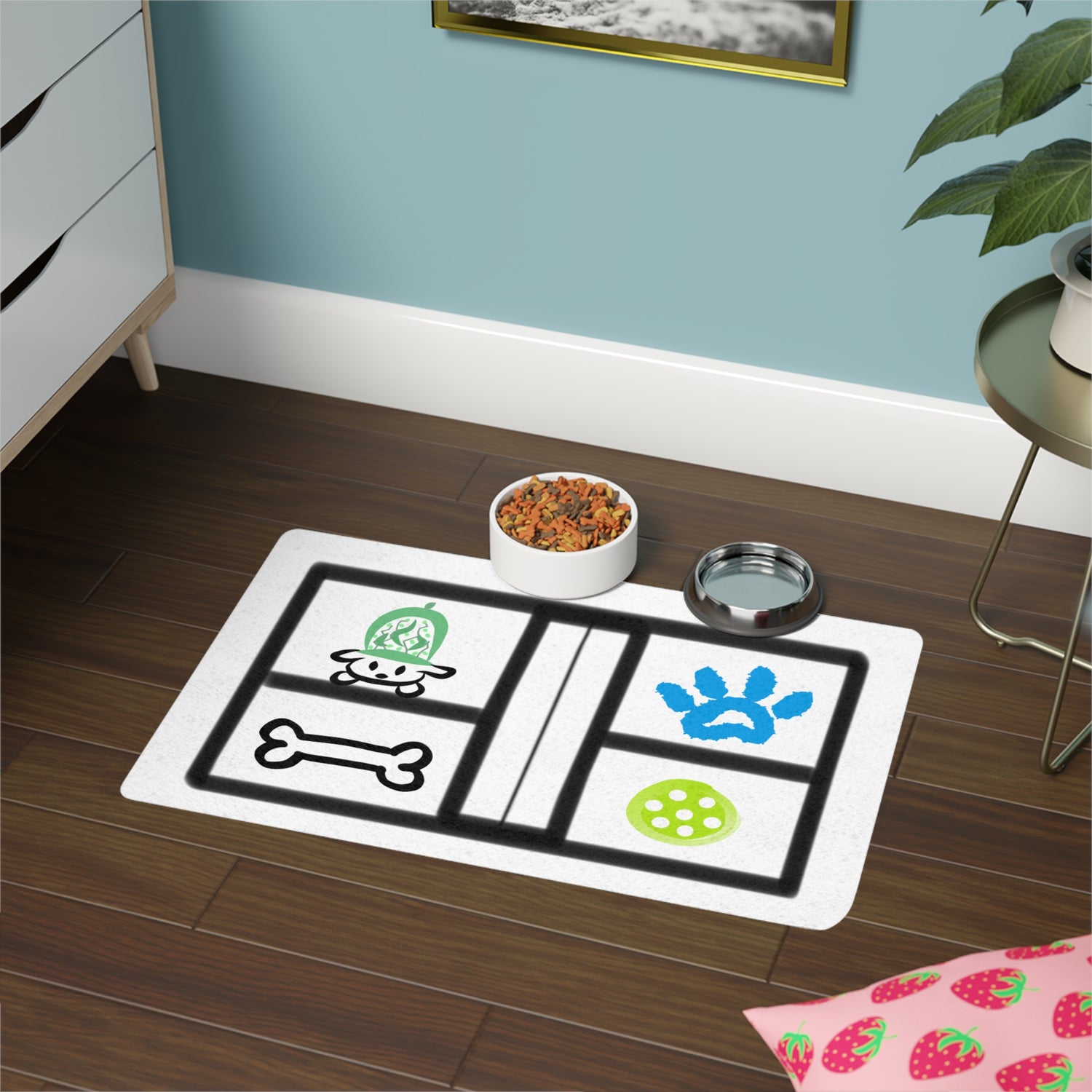 Pet Food Mat - Pickleball Dog Design