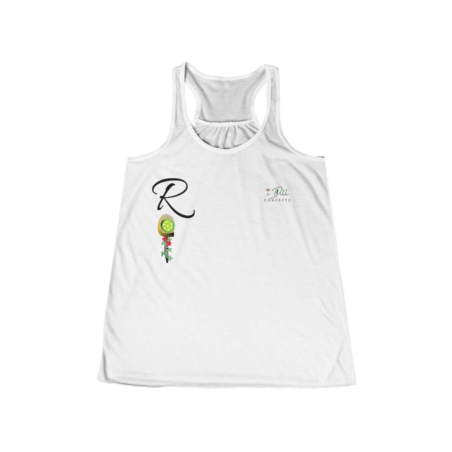 Personalized "R" Initial Pickleball Women's Top Apparel - Monogrammed Flowy Tank Top for Women - Personalized Initial Pickleball Gift