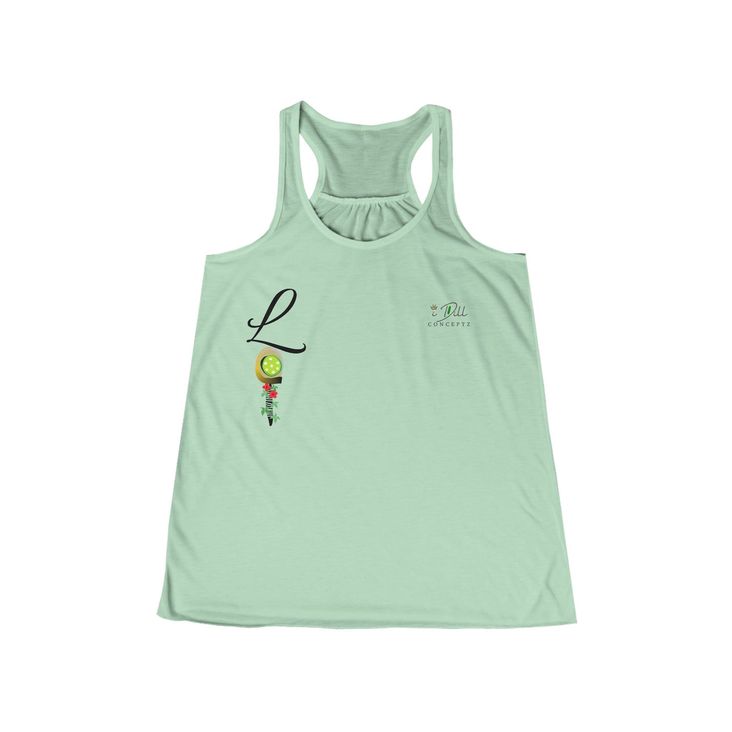 Personalized "L" Initial Pickleball Women's Top Apparel - Monogrammed Flowy Tank Top for Women - Personalized Initial Pickleball Gift