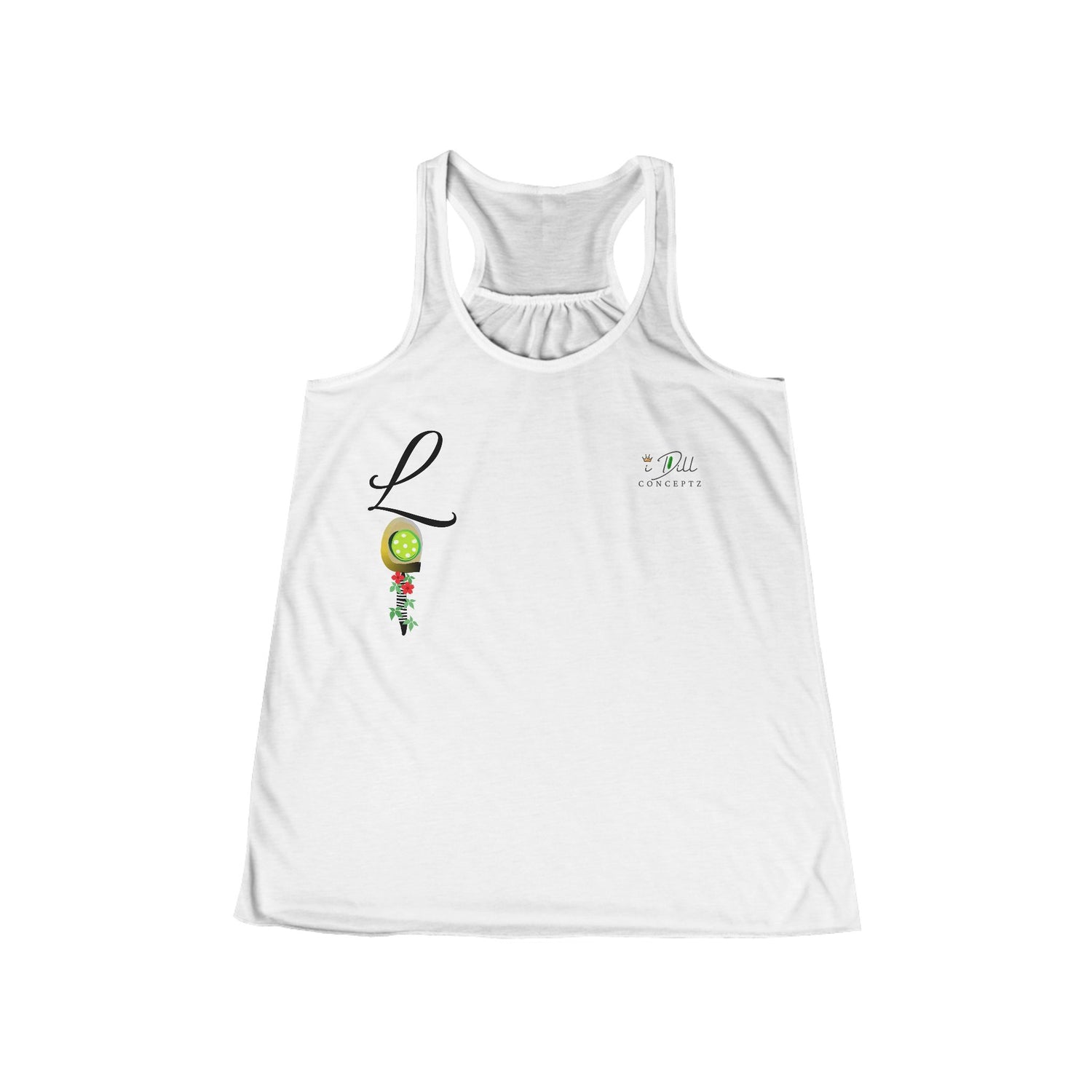 Personalized "L" Initial Pickleball Women's Top Apparel - Monogrammed Flowy Tank Top for Women - Personalized Initial Pickleball Gift