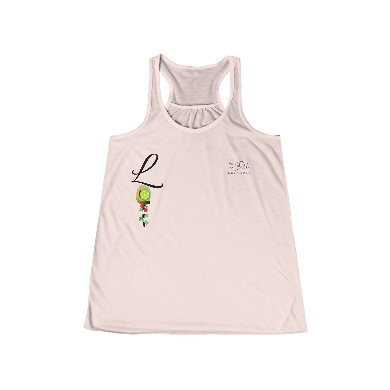 Personalized "L" Initial Pickleball Women's Top Apparel - Monogrammed Flowy Tank Top for Women - Personalized Initial Pickleball Gift