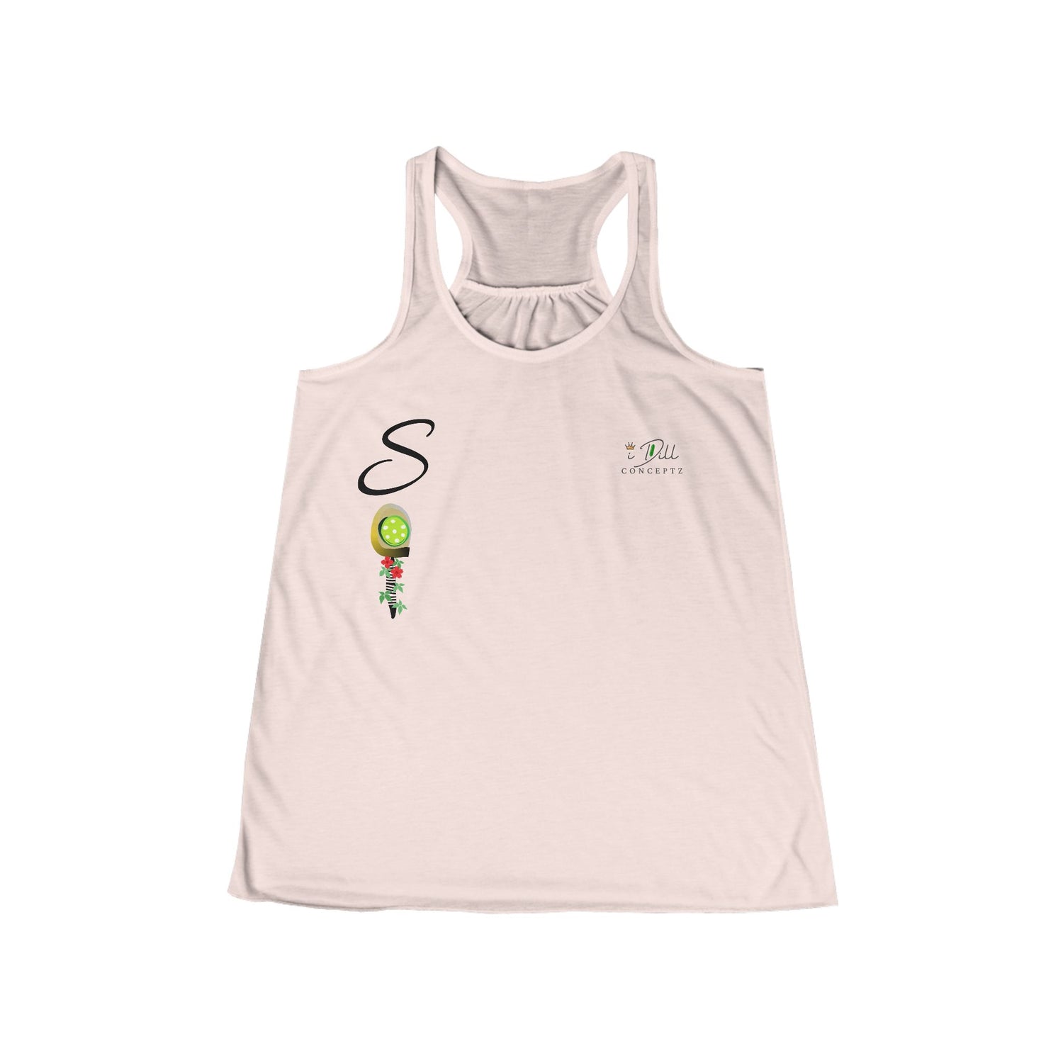 Personalized "S" Initial Pickleball Women's Top Apparel - Monogrammed Flowy Tank Top for Women - Personalized Initial Pickleball Gift