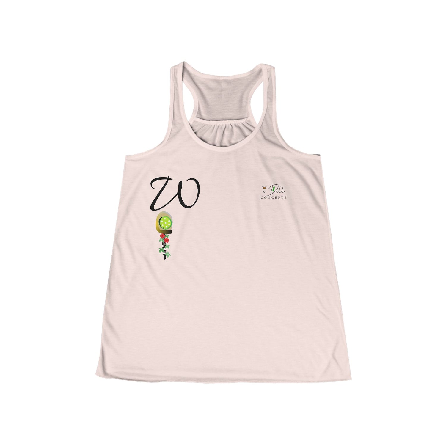 Personalized "W" Initial Pickleball Women's Top Apparel - Monogrammed Flowy Tank Top for Women - Personalized Initial Pickleball Gift
