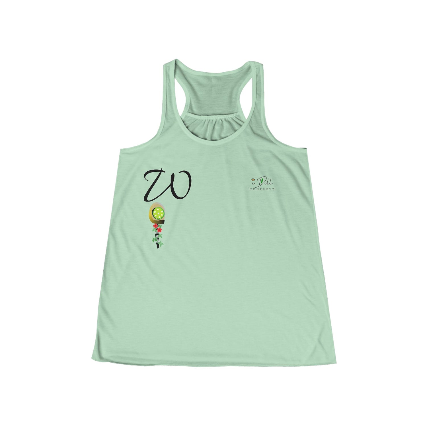 Personalized "W" Initial Pickleball Women's Top Apparel - Monogrammed Flowy Tank Top for Women - Personalized Initial Pickleball Gift