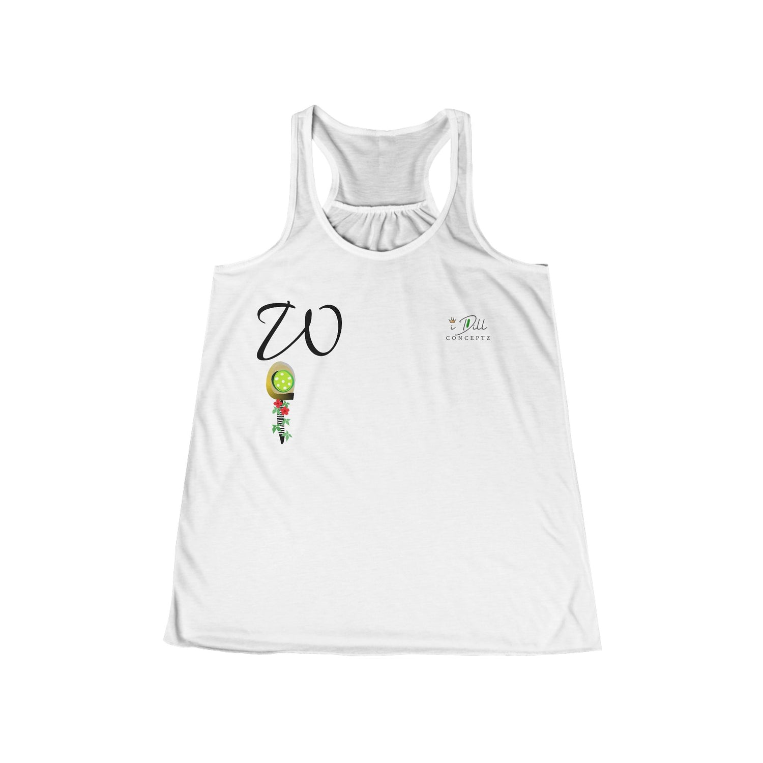 Personalized "W" Initial Pickleball Women's Top Apparel - Monogrammed Flowy Tank Top for Women - Personalized Initial Pickleball Gift