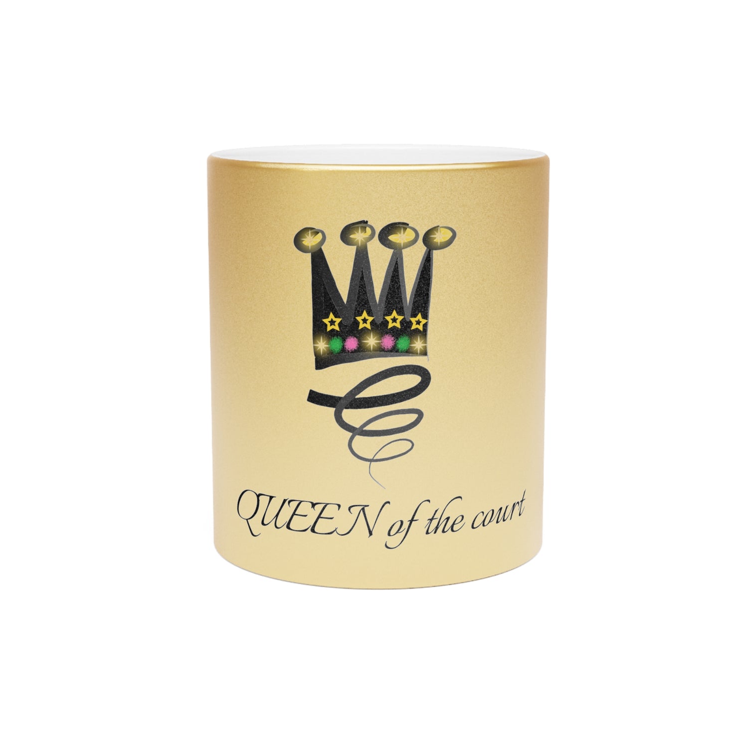 Pickleball Metallic Mug - QUEEN of the Court Design - Gift for Enthusiasts