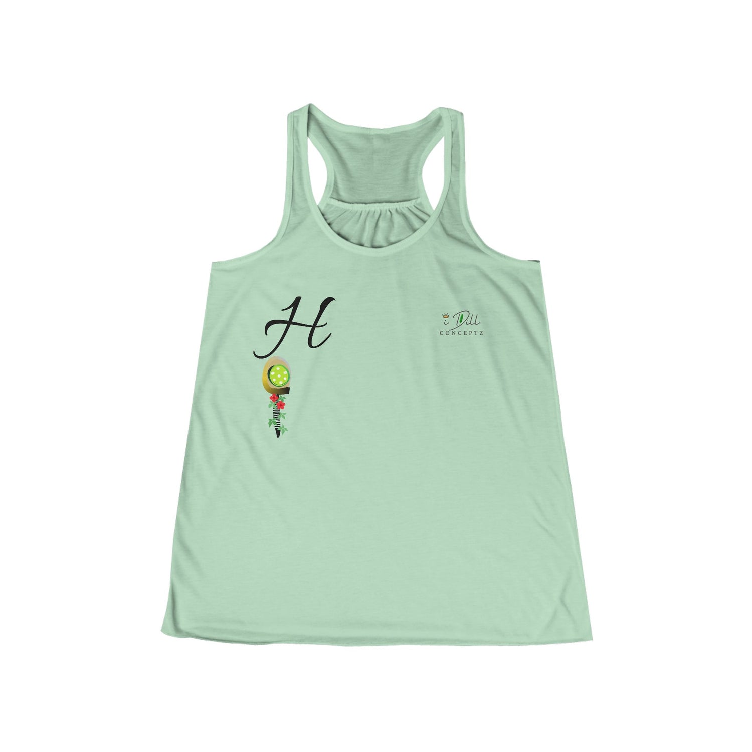 Personalized "H" Initial Pickleball Women's Top Apparel - Monogrammed Flowy Tank Top for Women - Personalized Initial Pickleball Gift
