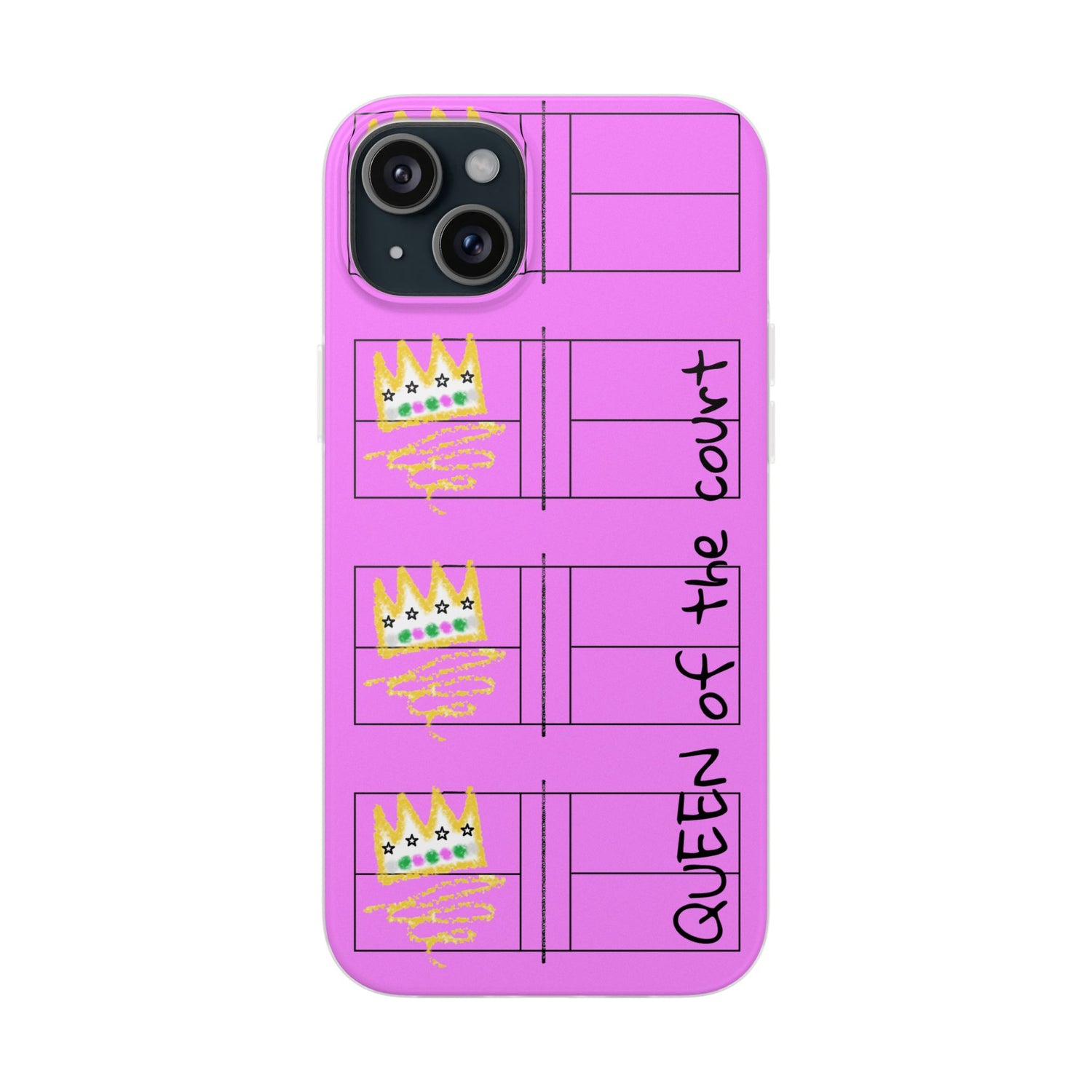 Pickleball Queen of the Court Pink Flexi iPhone Case - Stylish Phone Protection for Fashion-Forward Individuals
