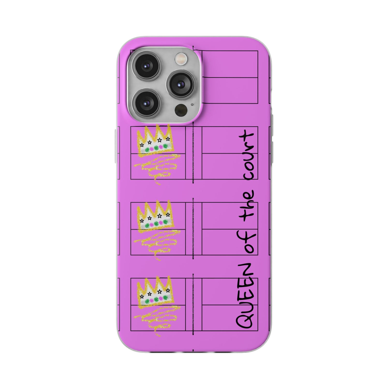 Pickleball Queen of the Court Pink Flexi iPhone Case - Stylish Phone Protection for Fashion-Forward Individuals