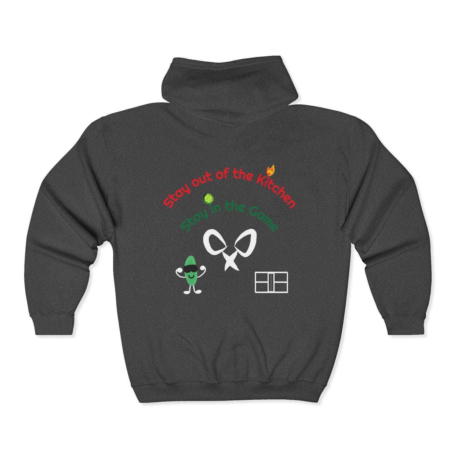 Unisex Pickleball Zip Hoodie Sweatshirt - Stay out of the Kitchen Design