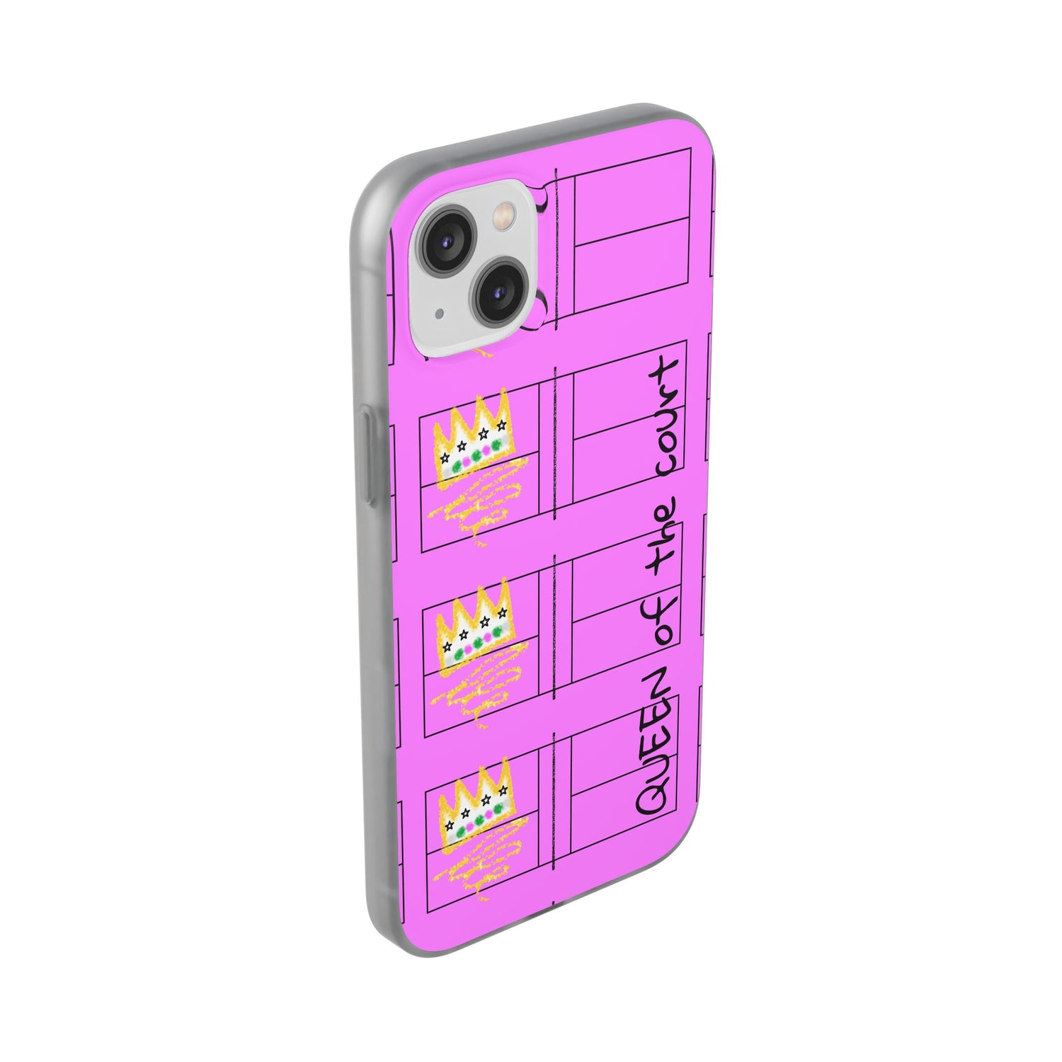 Pickleball Queen of the Court Pink Flexi iPhone Case - Stylish Phone Protection for Fashion-Forward Individuals