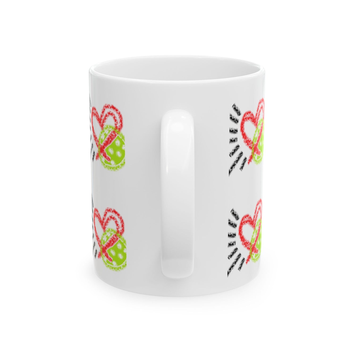Colorful Heart Pickleball Love Design Ceramic Mug - 11oz & 15oz