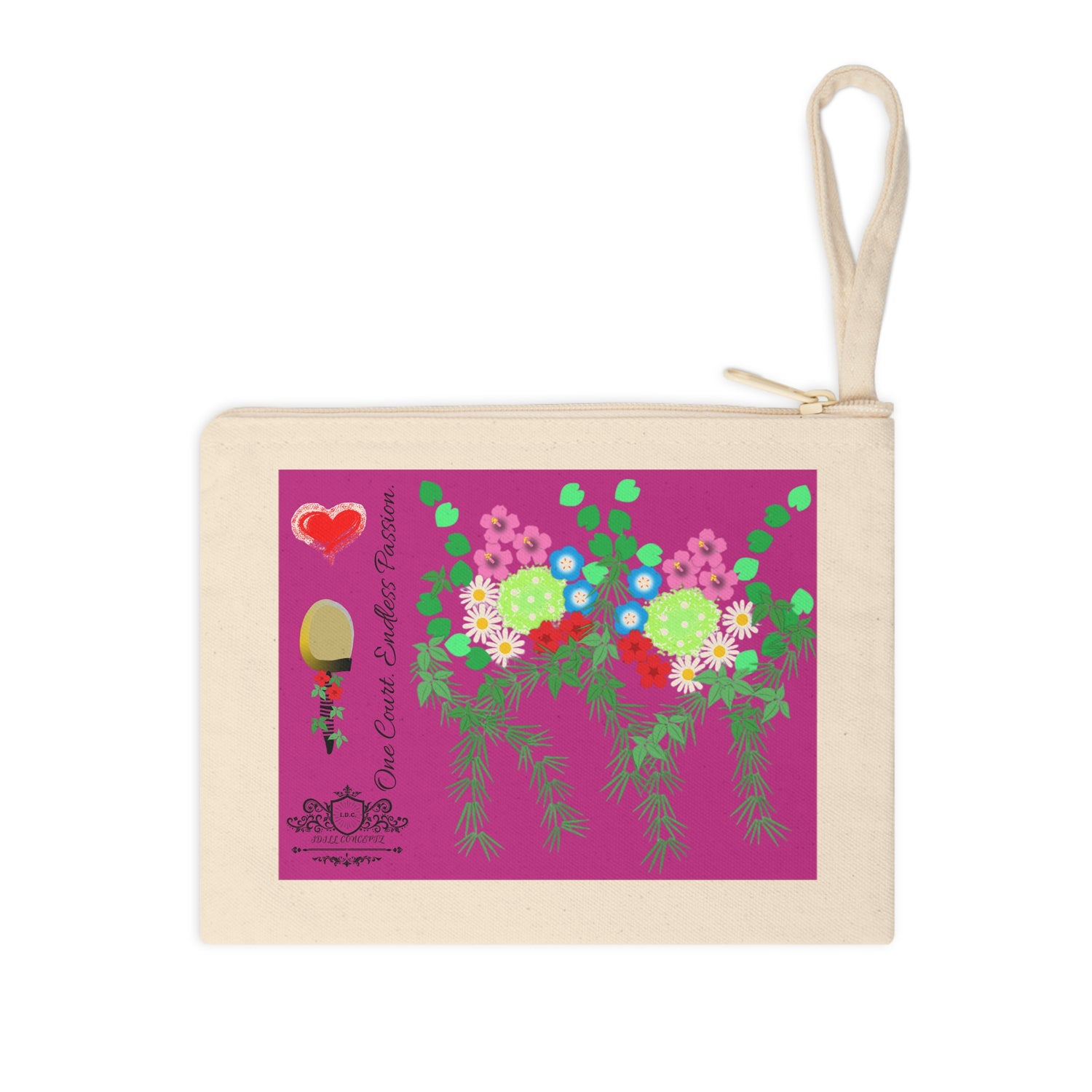 Pickleball Accessory Zipper Pouch - Pickleball Flower Garden Design