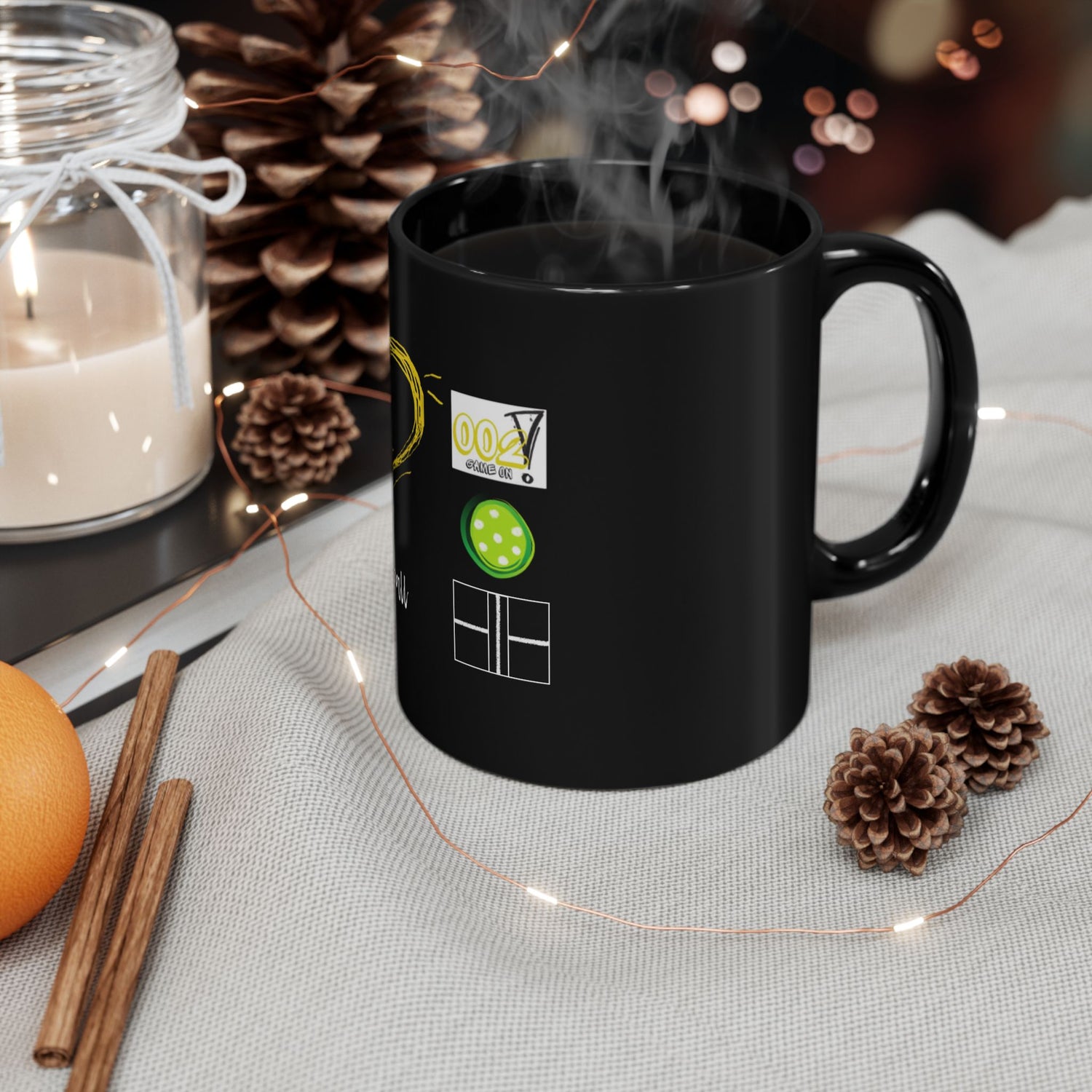 Love Pickleball Black Coffee Mug - 11oz