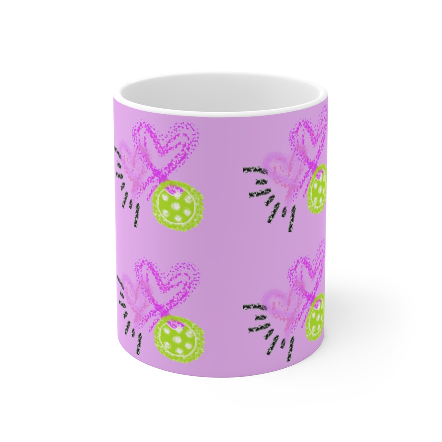 Colorful Heart Pickleball Love Design - 11oz Mug for Love & Friendship